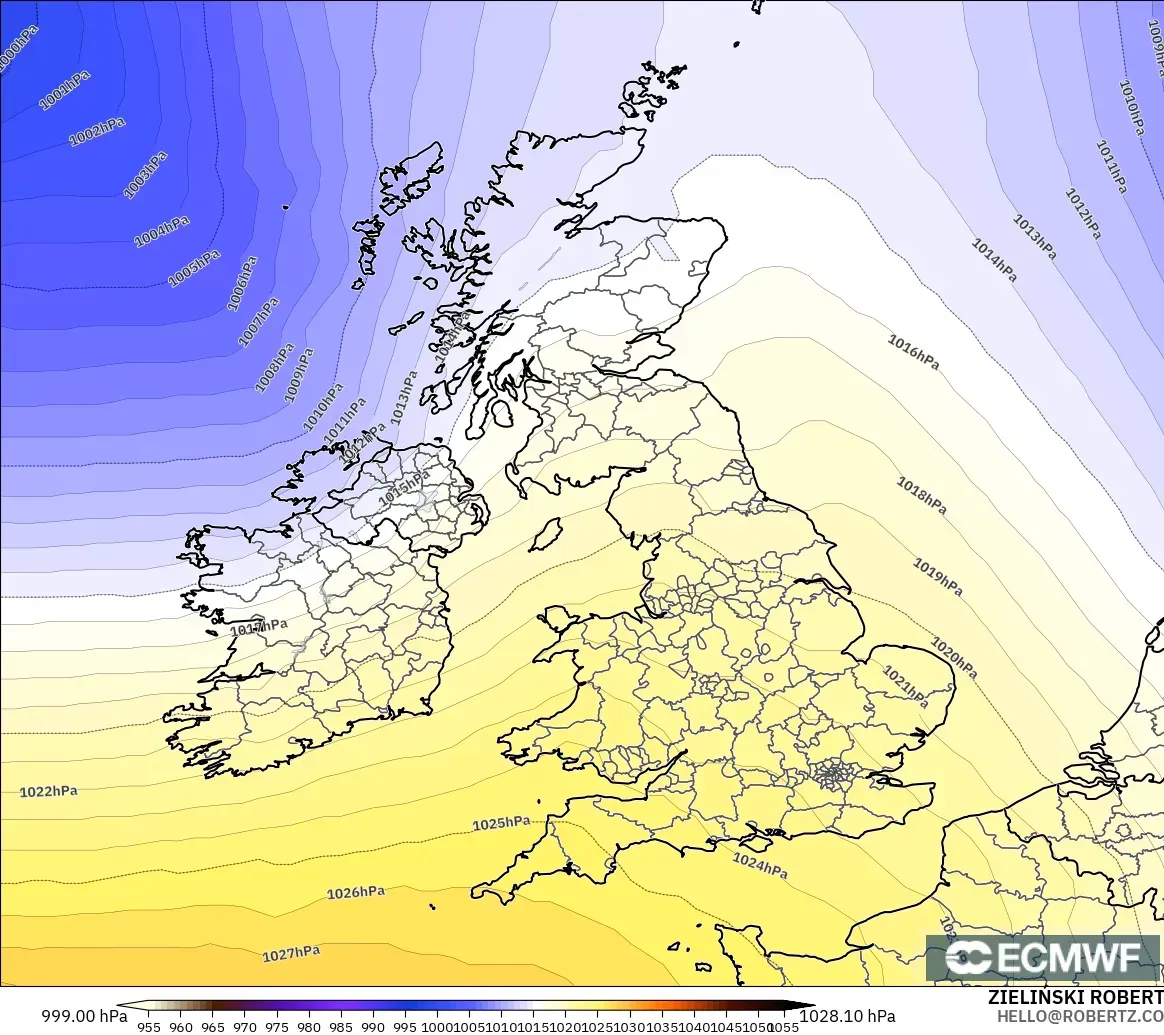 ECMWF IFS 0.25° model - United Kingdom, Pressure