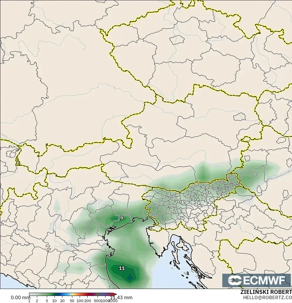 ECMWF IFS 0.25° model - Austria, Precipitation Accumulation