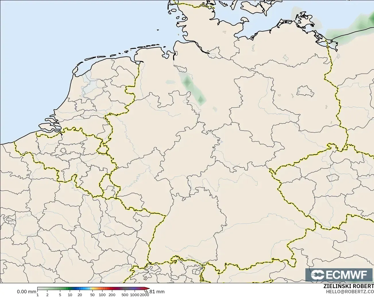ECMWF IFS 0.25° model - Germany, Precipitation Accumulation