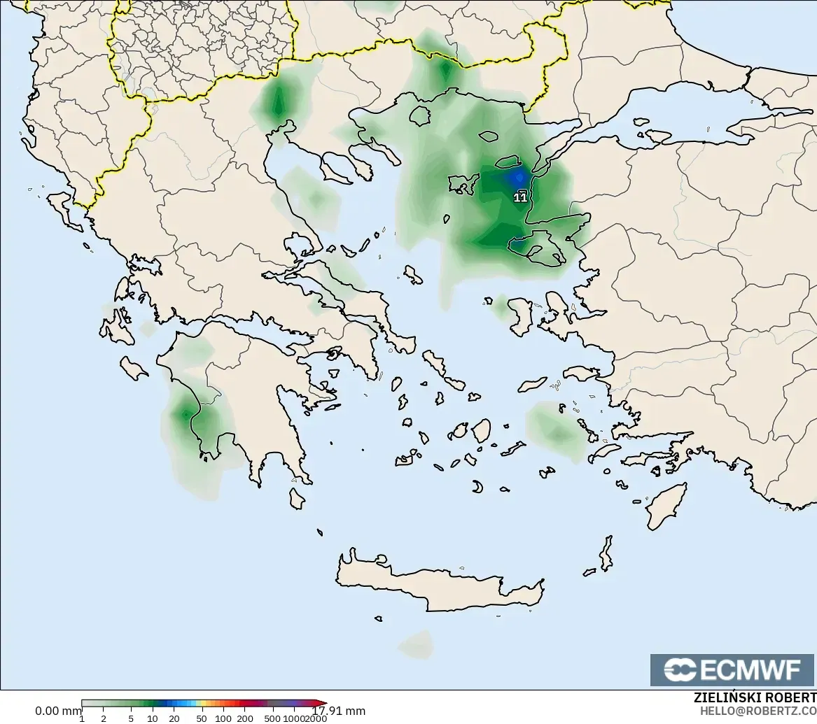 ECMWF IFS 0.25° model - Greece, Precipitation Accumulation