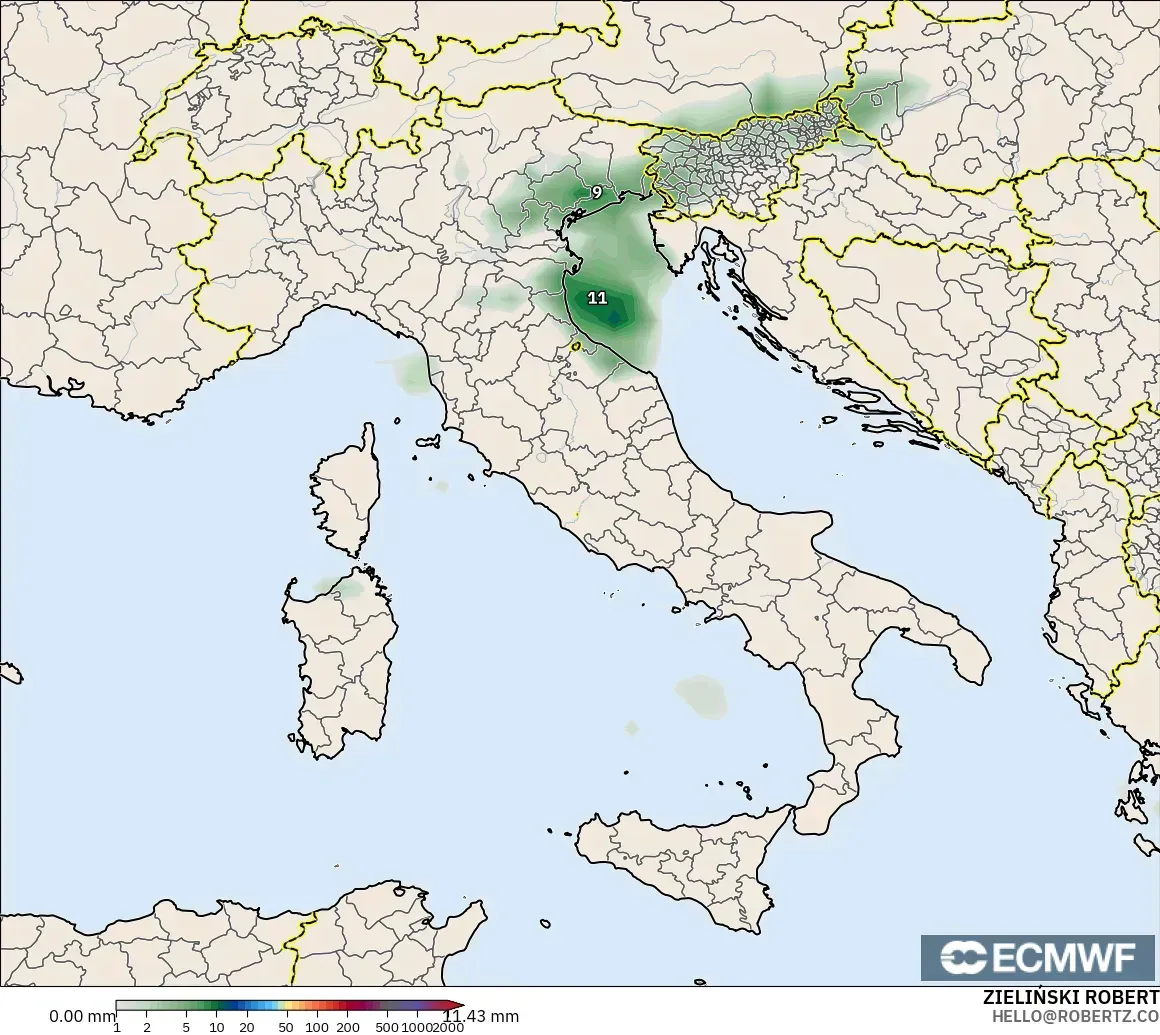ECMWF IFS 0.25° model - Italy, Precipitation Accumulation