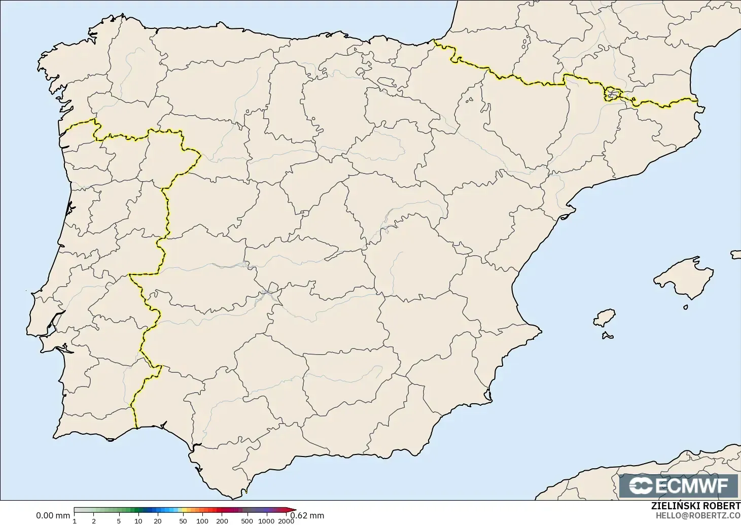 ECMWF IFS 0.25° model - Spain, Precipitation Accumulation