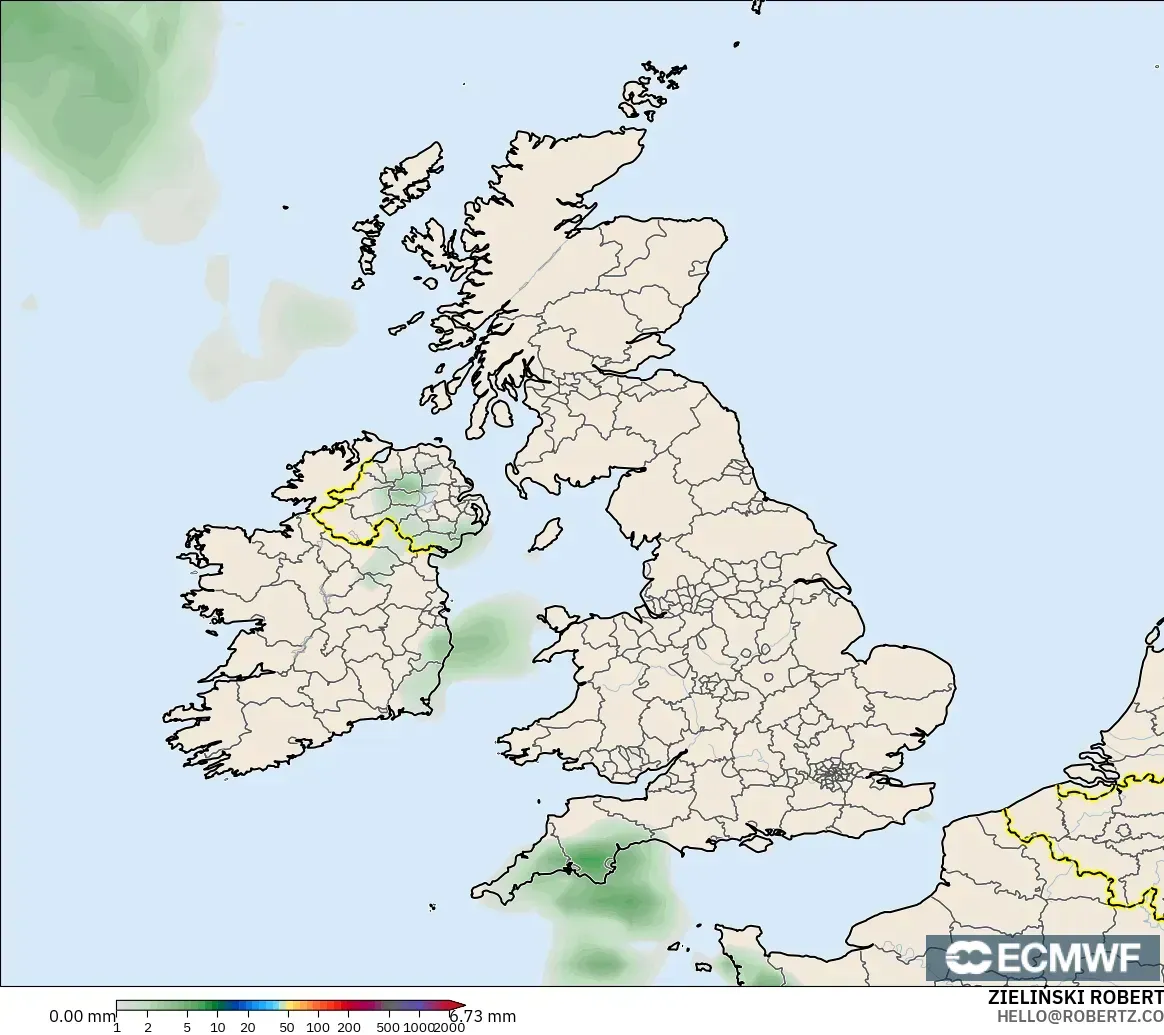 ECMWF IFS 0.25° model - United Kingdom, Precipitation Accumulation