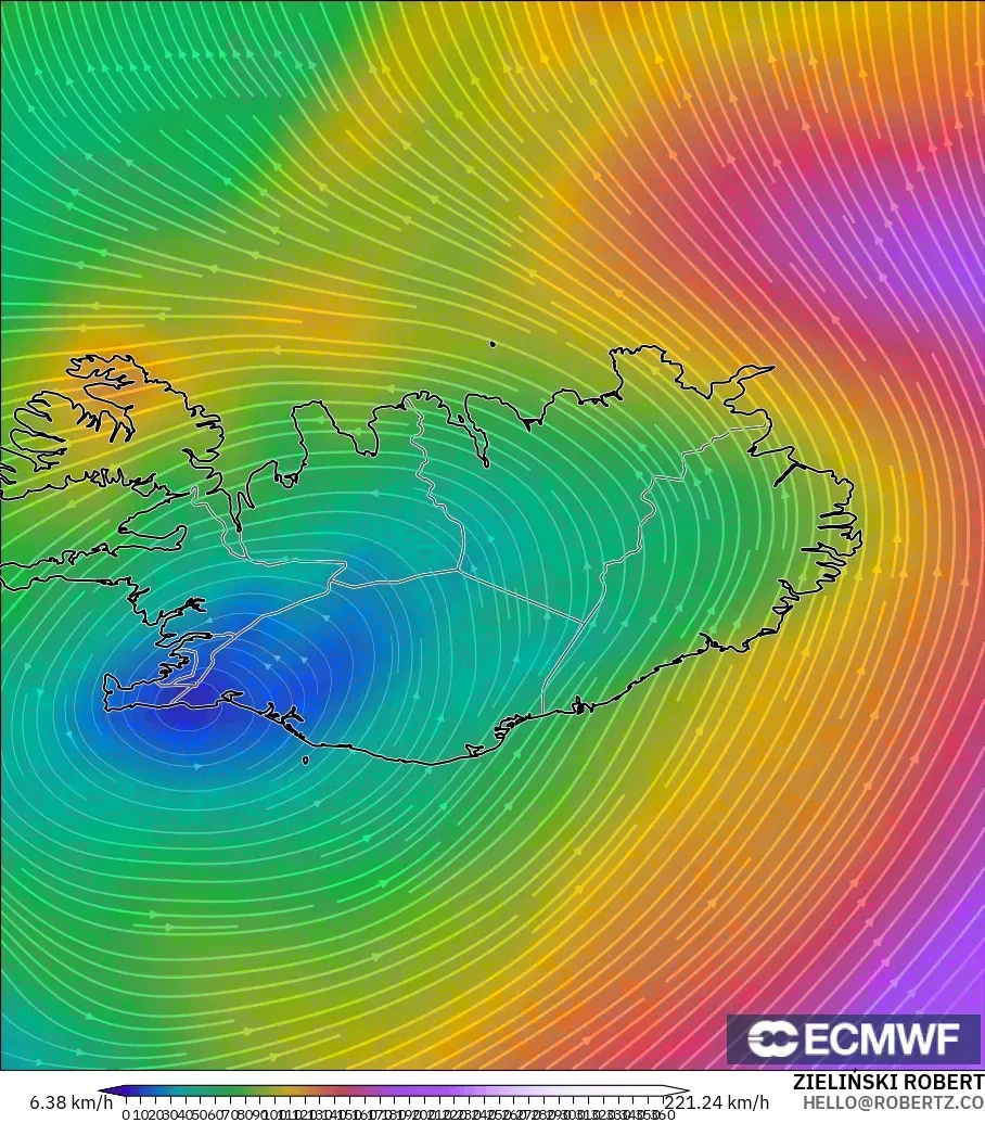 ECMWF IFS 0.25° model - Iceland, Wind at 300hPa (jet stream)