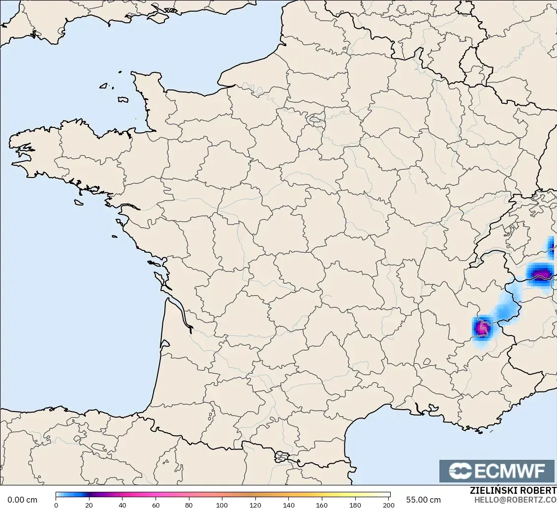 ECMWF IFS 0.25° model - France, Snow Depth