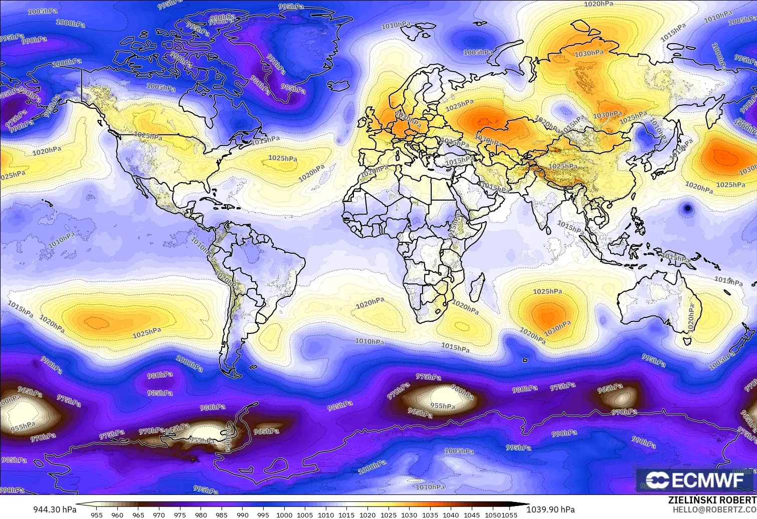 ECMWF IFS 0.25° model - World, Pressure