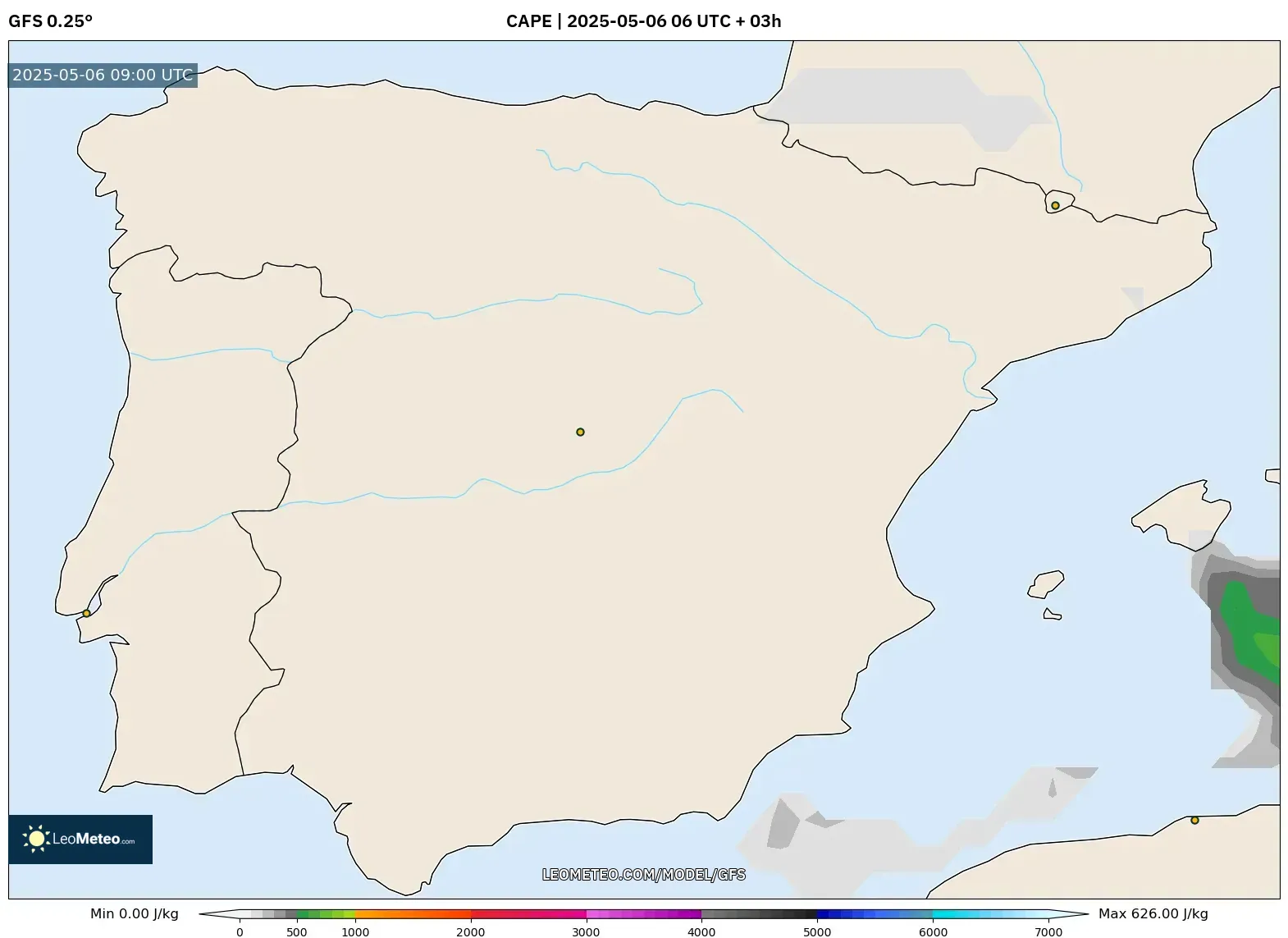 GFS - Spain, CAPE GFS - Spain, CAPE