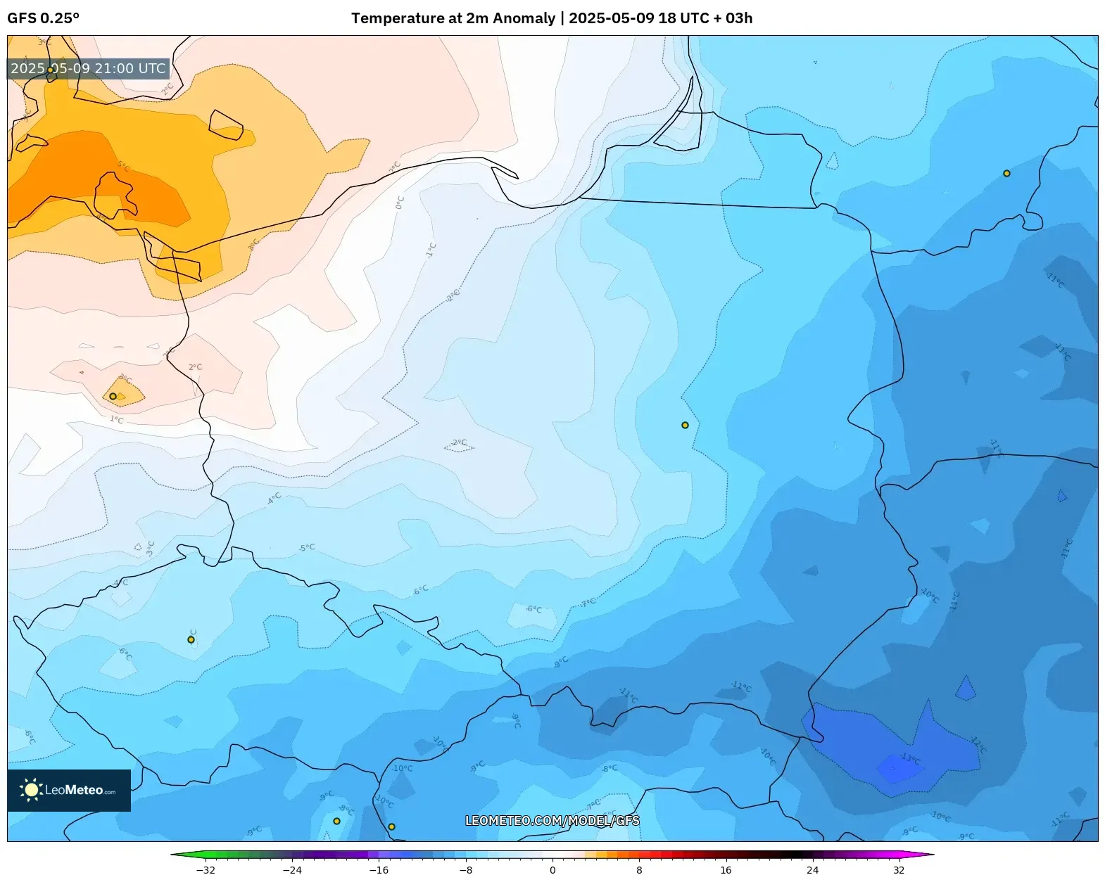 GFS - Poland, Temperature at 2m Anomaly GFS - Poland, Temperature at 2m Anomaly