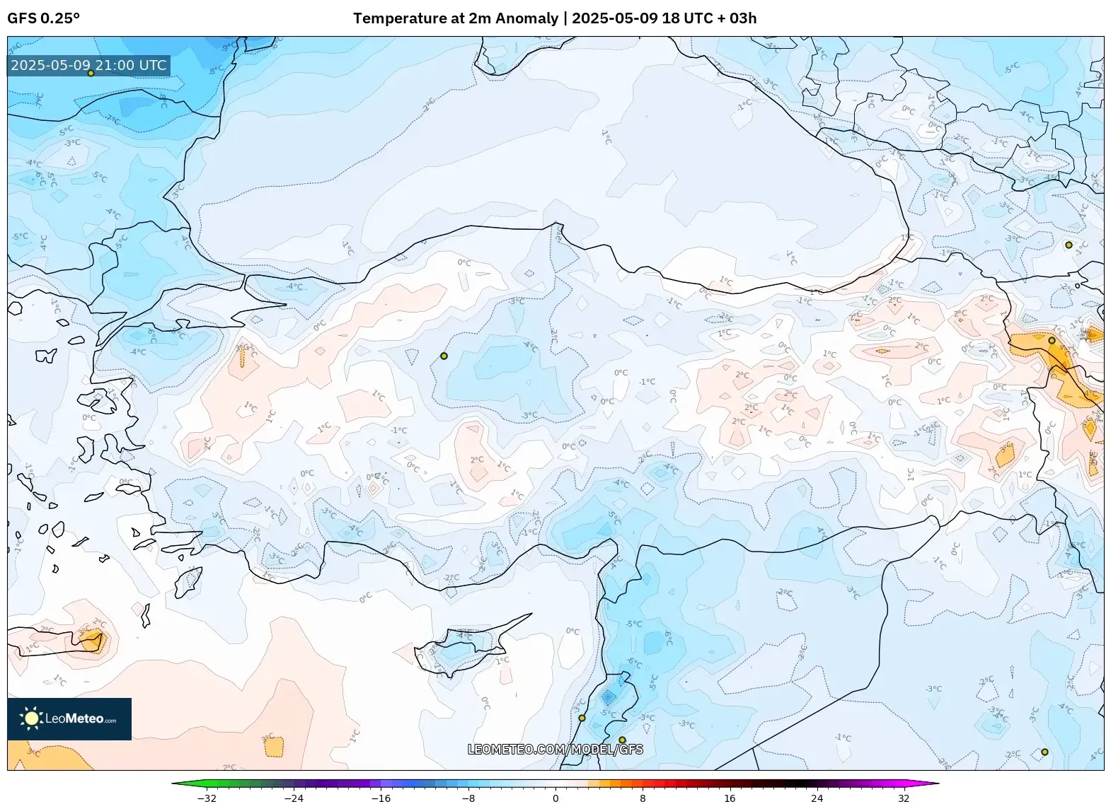 GFS - Turkey, Temperature at 2m Anomaly GFS - Turkey, Temperature at 2m Anomaly