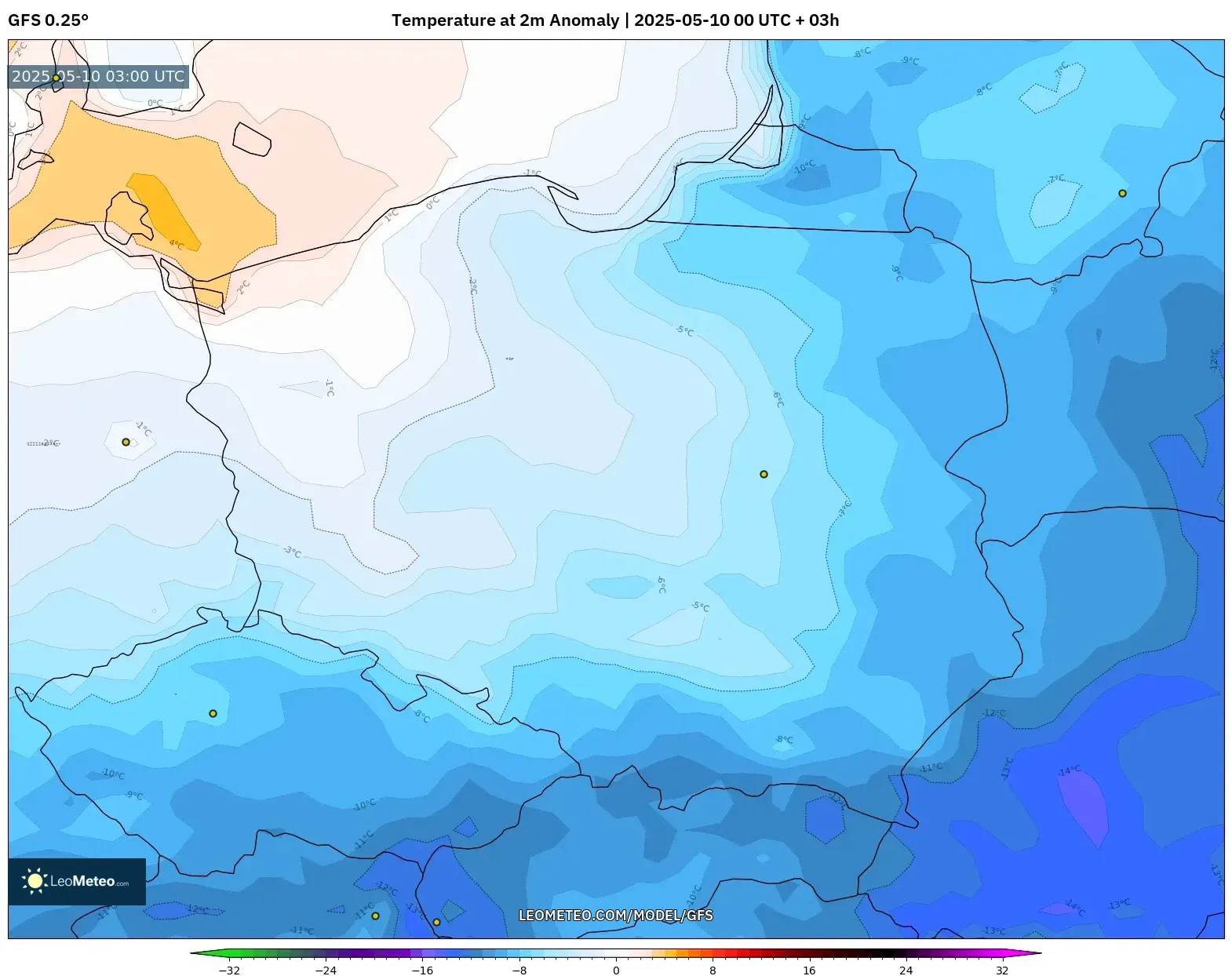 GFS - Poland, Temperature at 2m Anomaly GFS - Poland, Temperature at 2m Anomaly