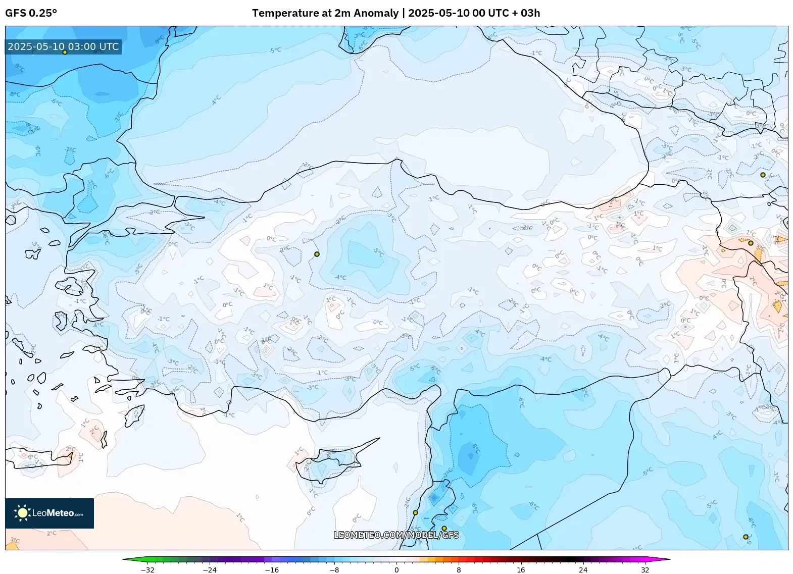 GFS - Turkey, Temperature at 2m Anomaly GFS - Turkey, Temperature at 2m Anomaly