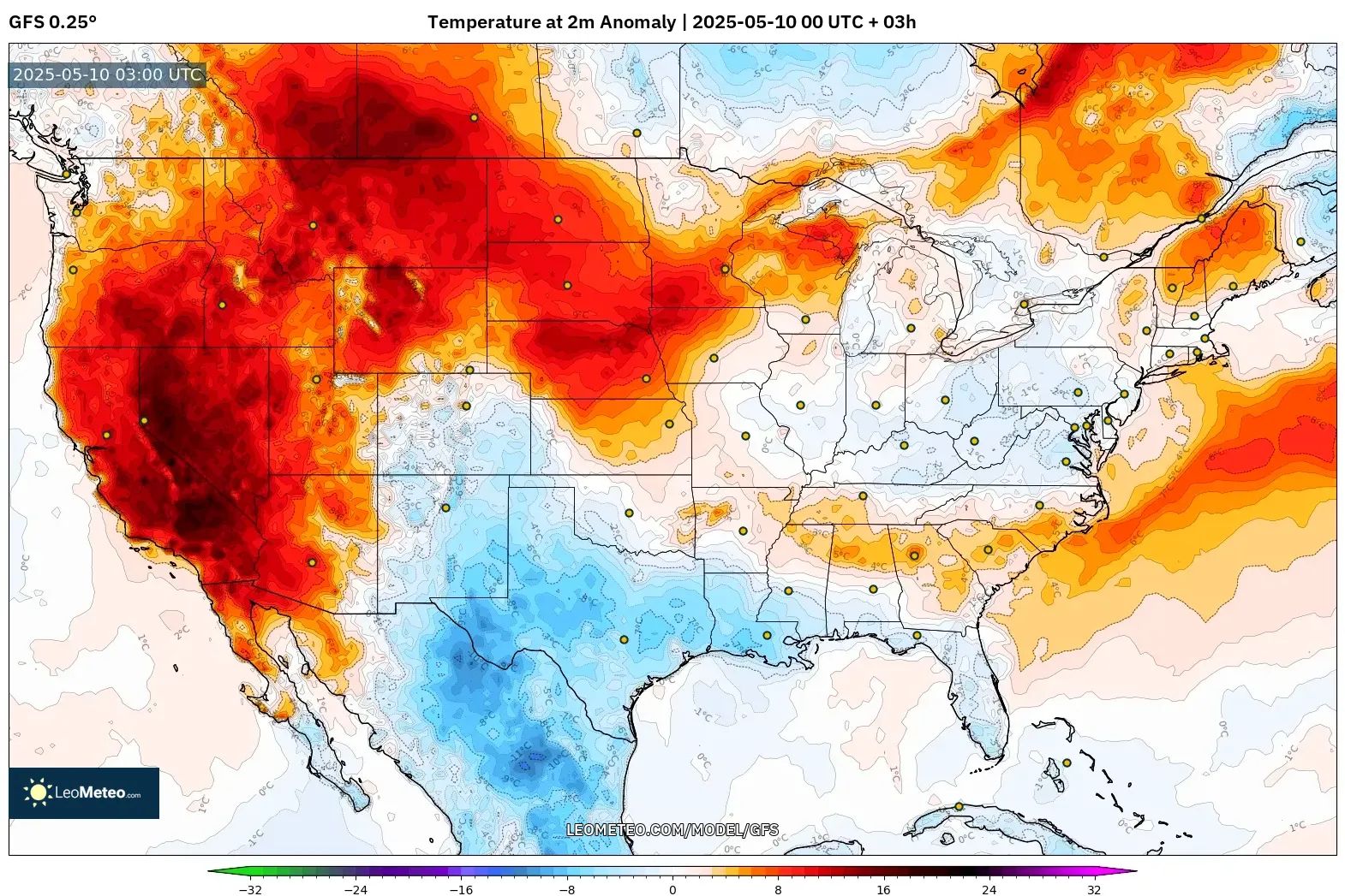 GFS - United States, Temperature at 2m Anomaly GFS - United States, Temperature at 2m Anomaly