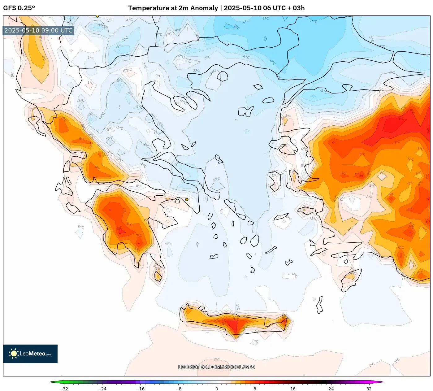 GFS - Greece, Temperature at 2m Anomaly GFS - Greece, Temperature at 2m Anomaly