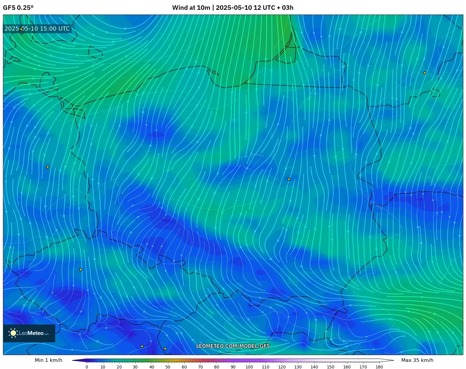 GFS - Poland, Wind at 10m GFS - Poland, Wind at 10m