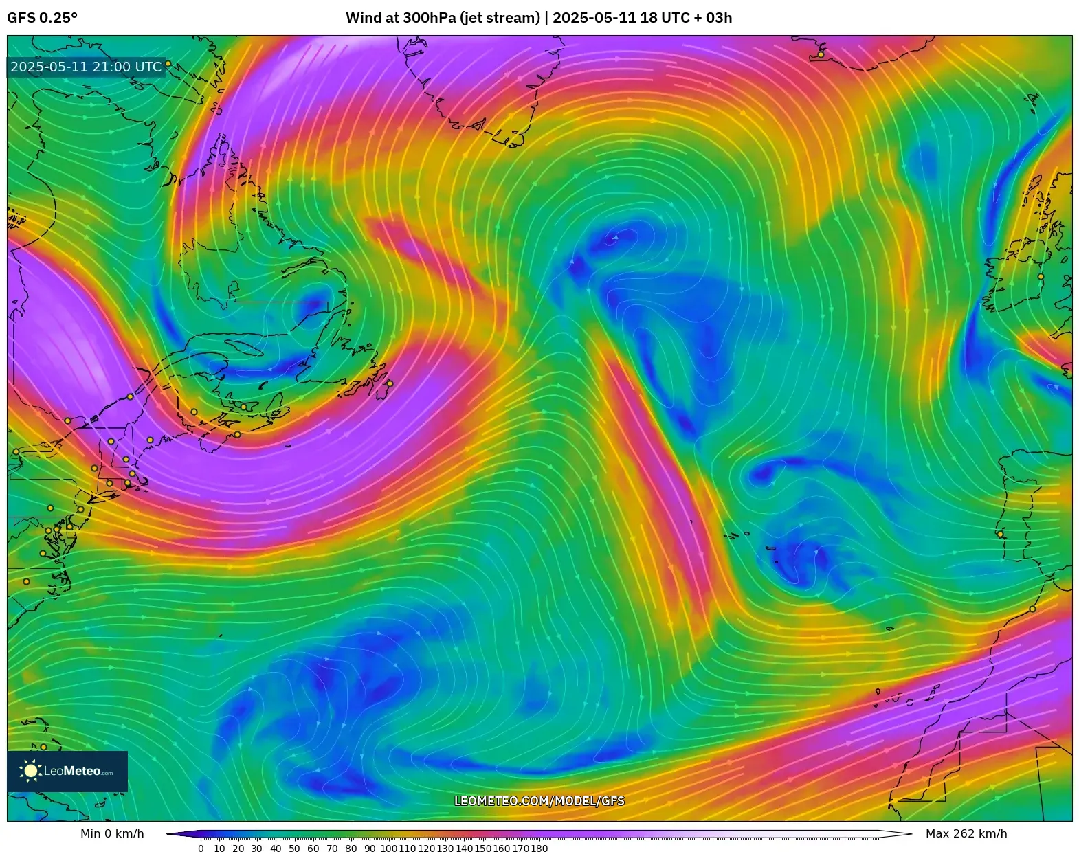 GFS - North Atlantic, Wind at 300hPa (jet stream) GFS - North Atlantic, Wind at 300hPa (jet stream)