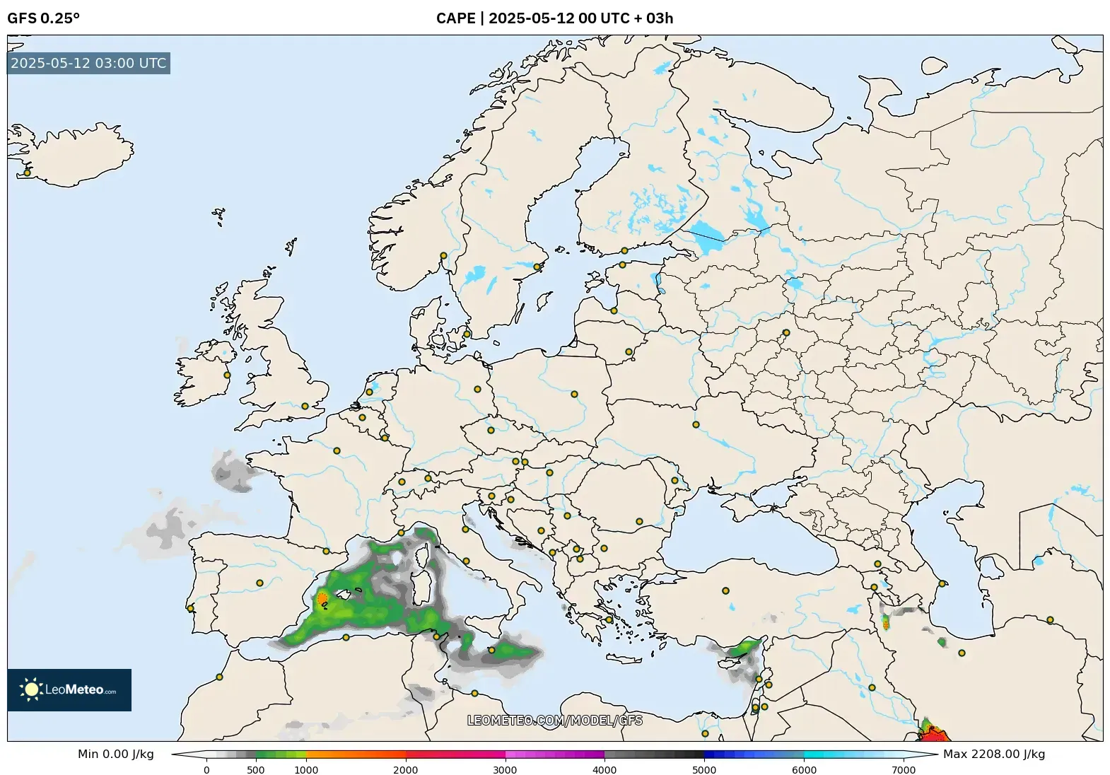 GFS - Europe, CAPE
