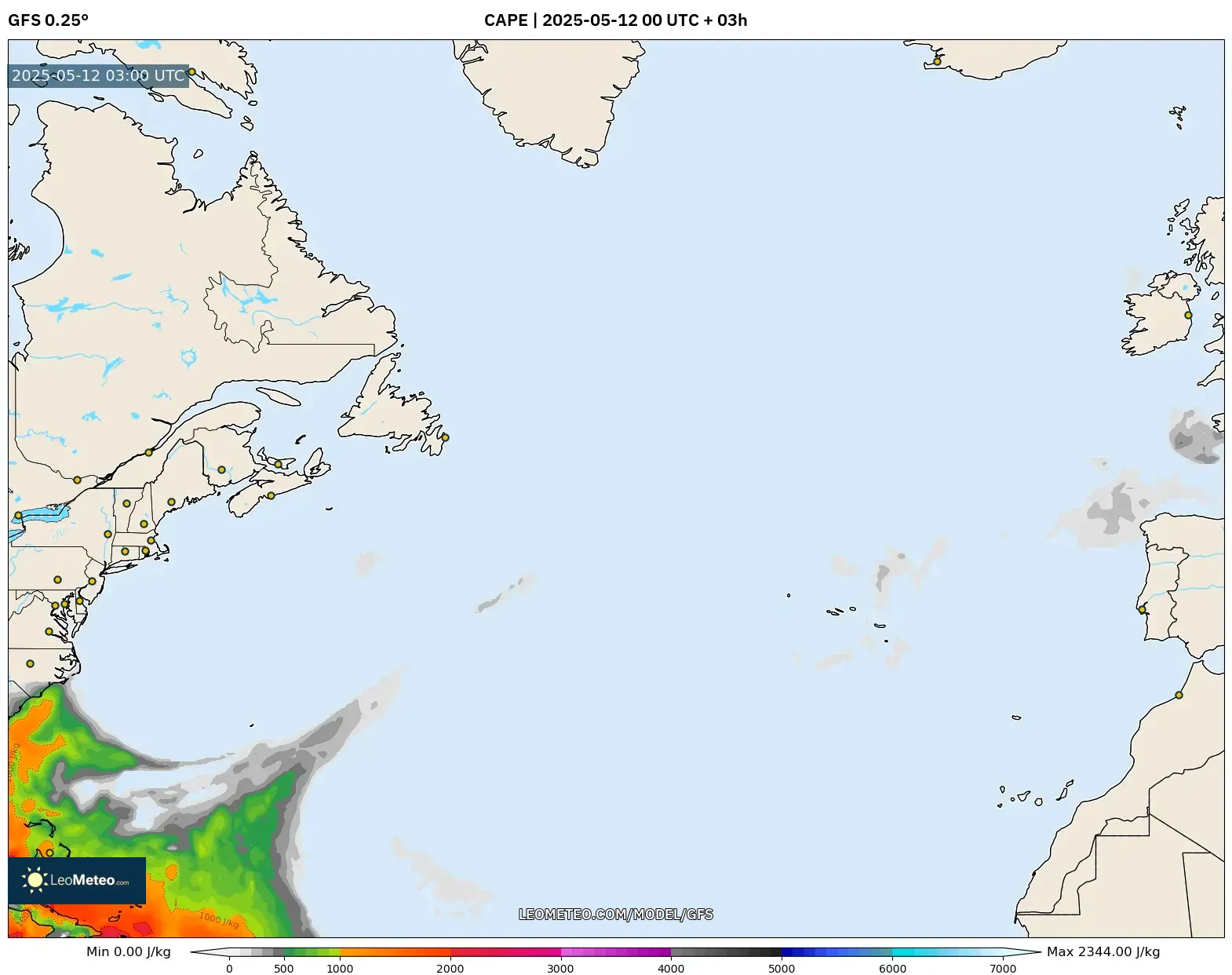 GFS - North Atlantic, CAPE GFS - North Atlantic, CAPE