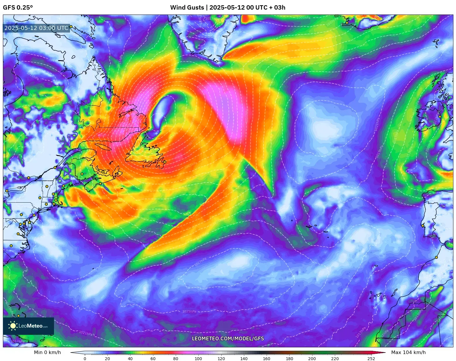 GFS - North Atlantic, Wind Gusts GFS - North Atlantic, Wind Gusts