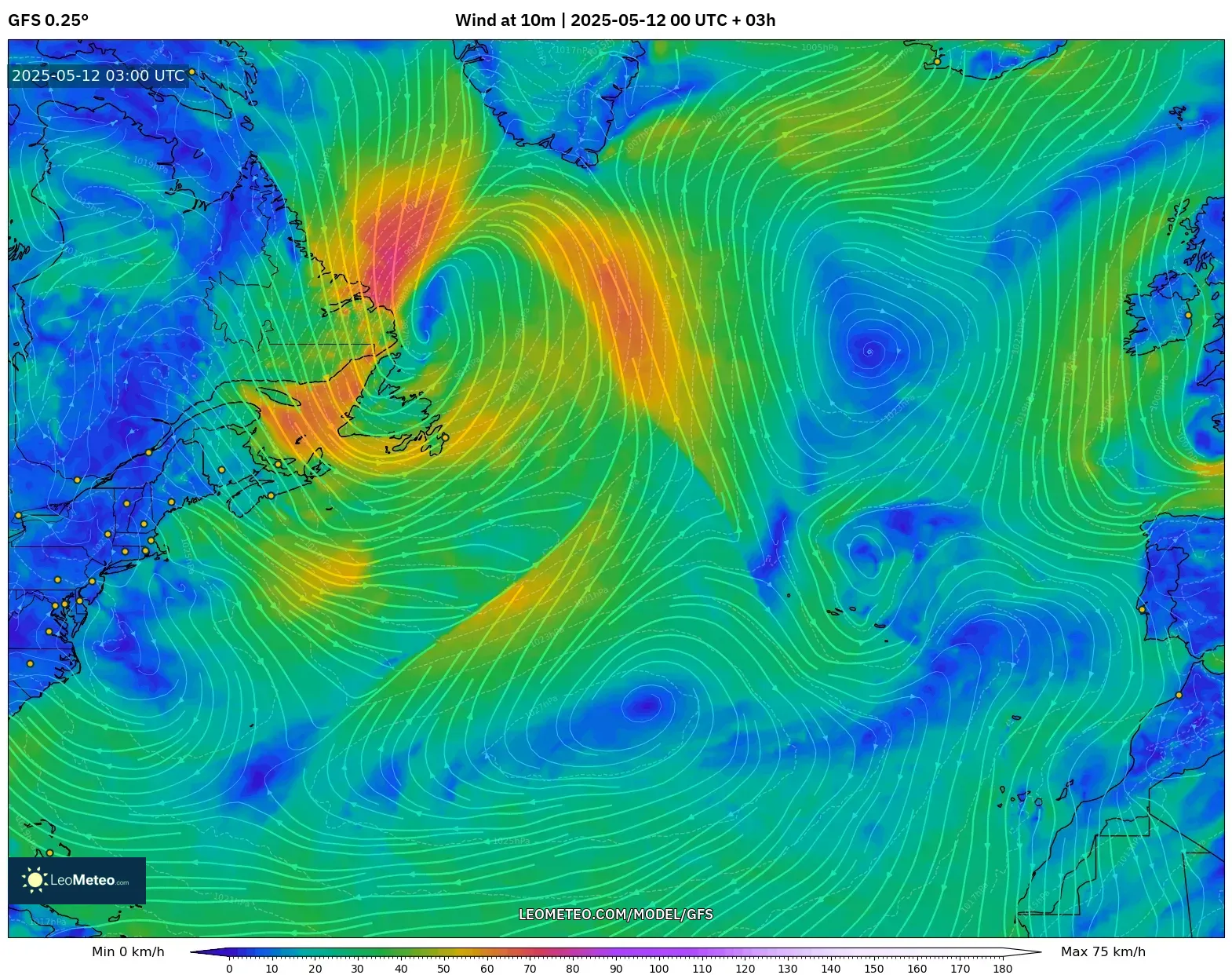 GFS - North Atlantic, Wind at 10m GFS - North Atlantic, Wind at 10m