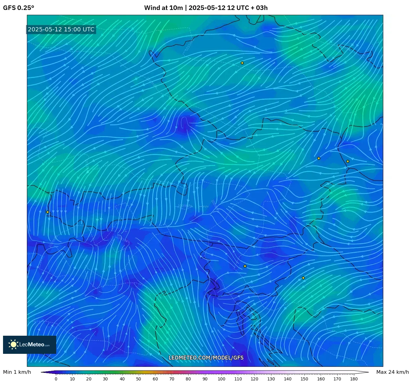 GFS - Austria, Wind at 10m GFS - Austria, Wind at 10m