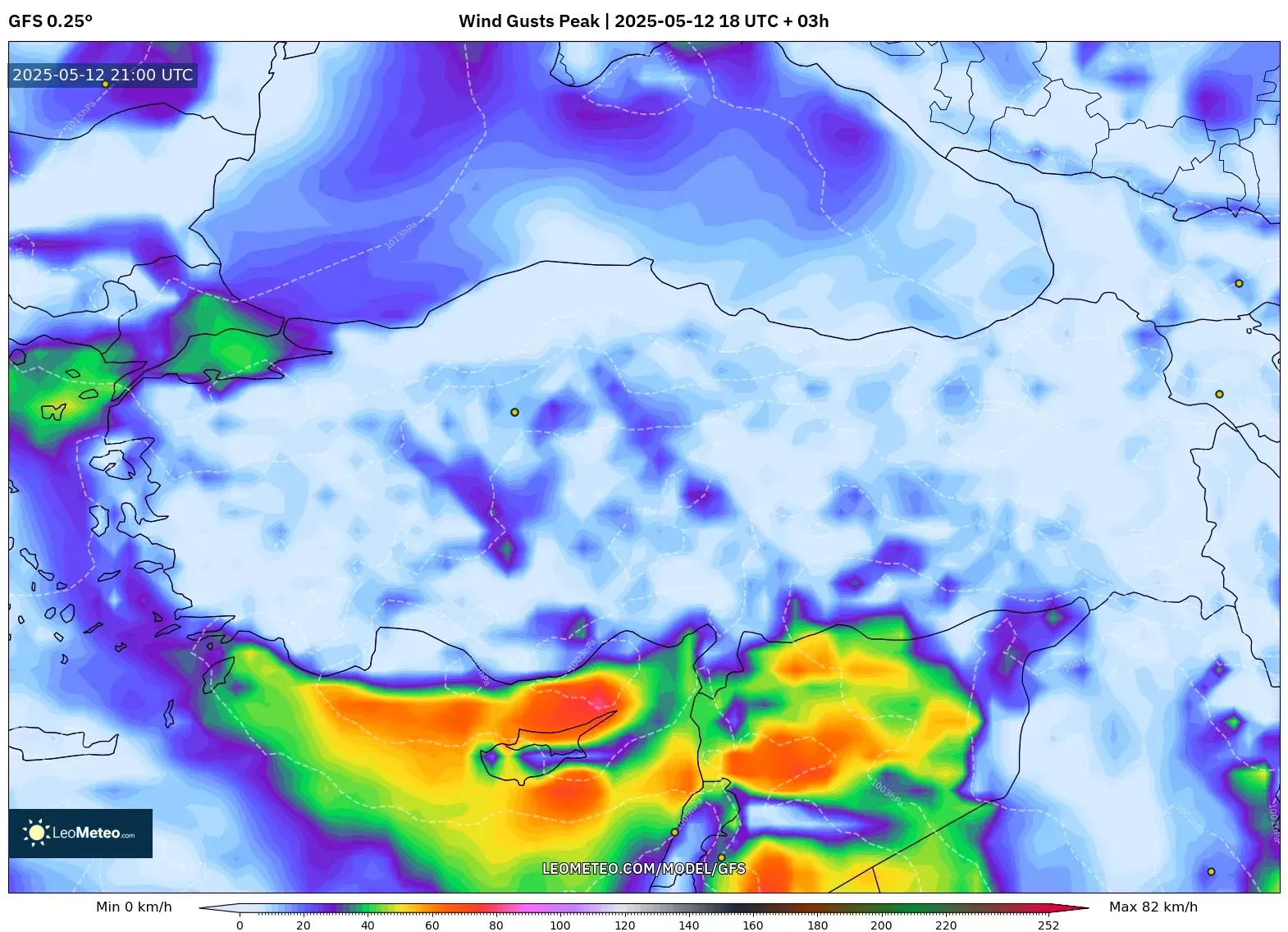 GFS - Turkey, Wind Gusts Peak GFS - Turkey, Wind Gusts Peak
