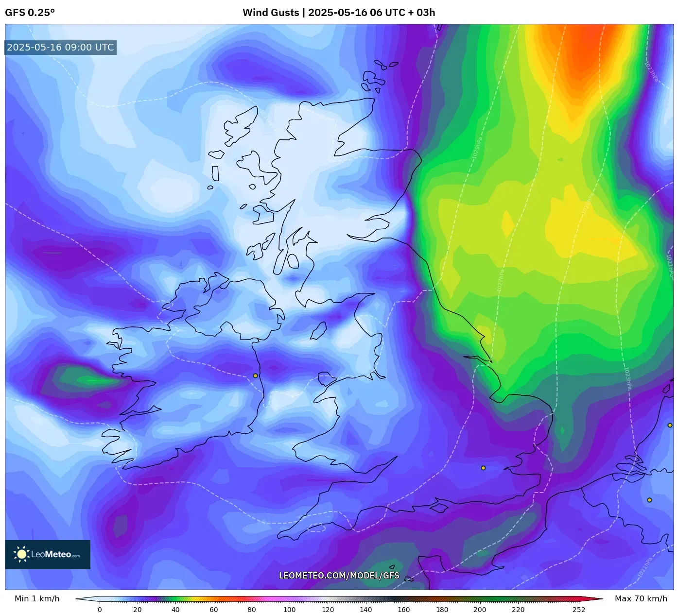 GFS model - United Kingdom, Wind Gusts GFS model - United Kingdom, Wind Gusts