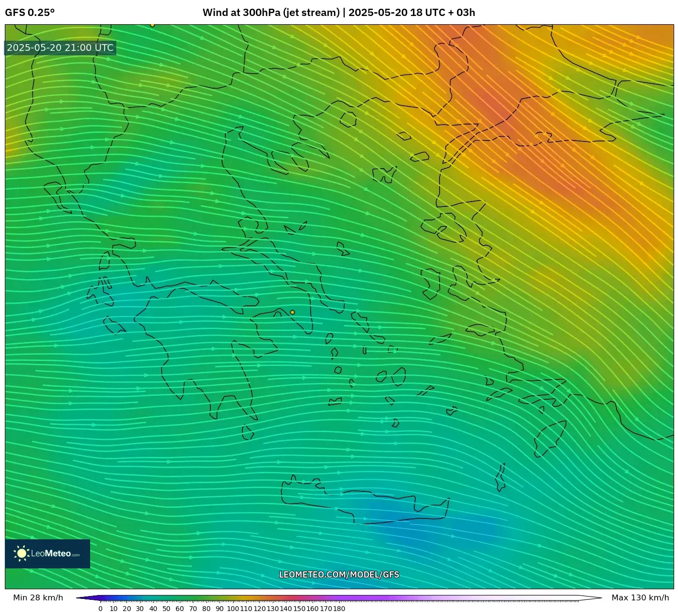 GFS model - Greece, Wind at 300hPa (jet stream) GFS model - Greece, Wind at 300hPa (jet stream)