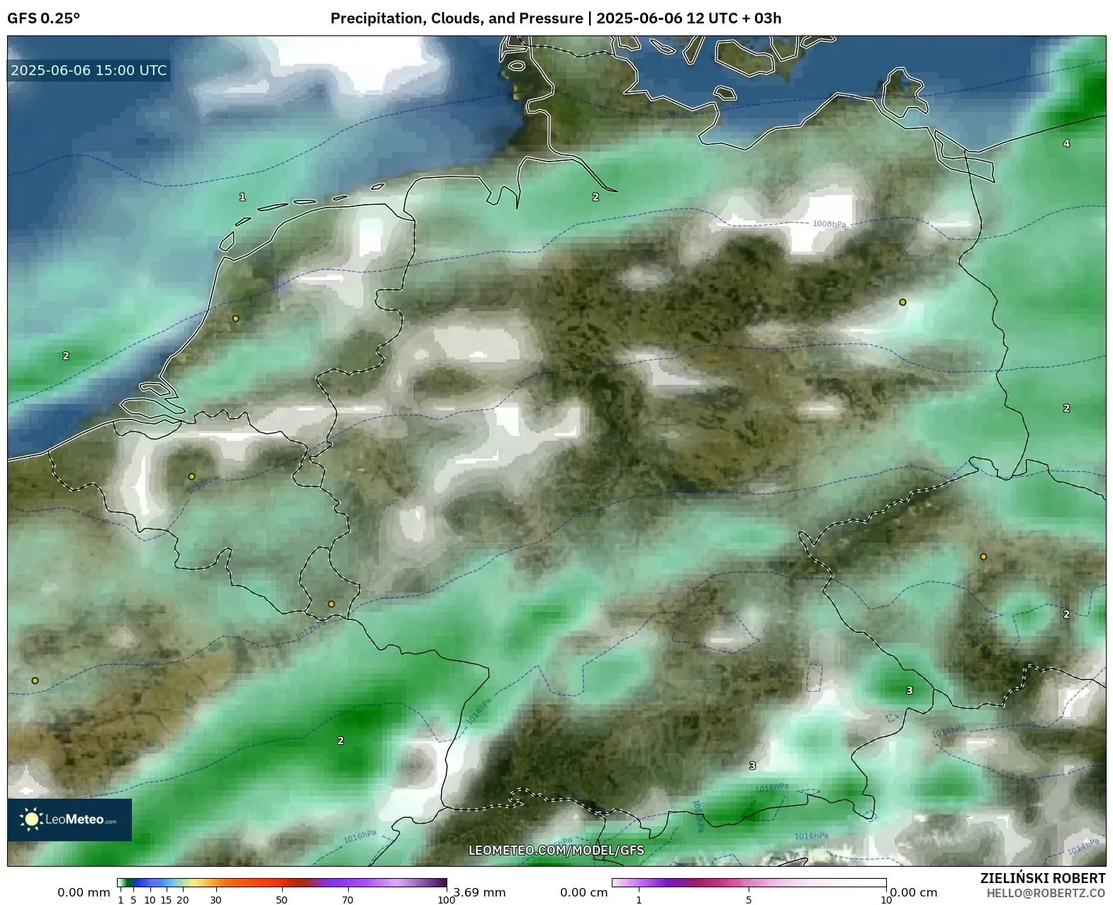 GFS model - Germany, Precipitation, Clouds, and Pressure GFS model - Germany, Precipitation, Clouds, and Pressure