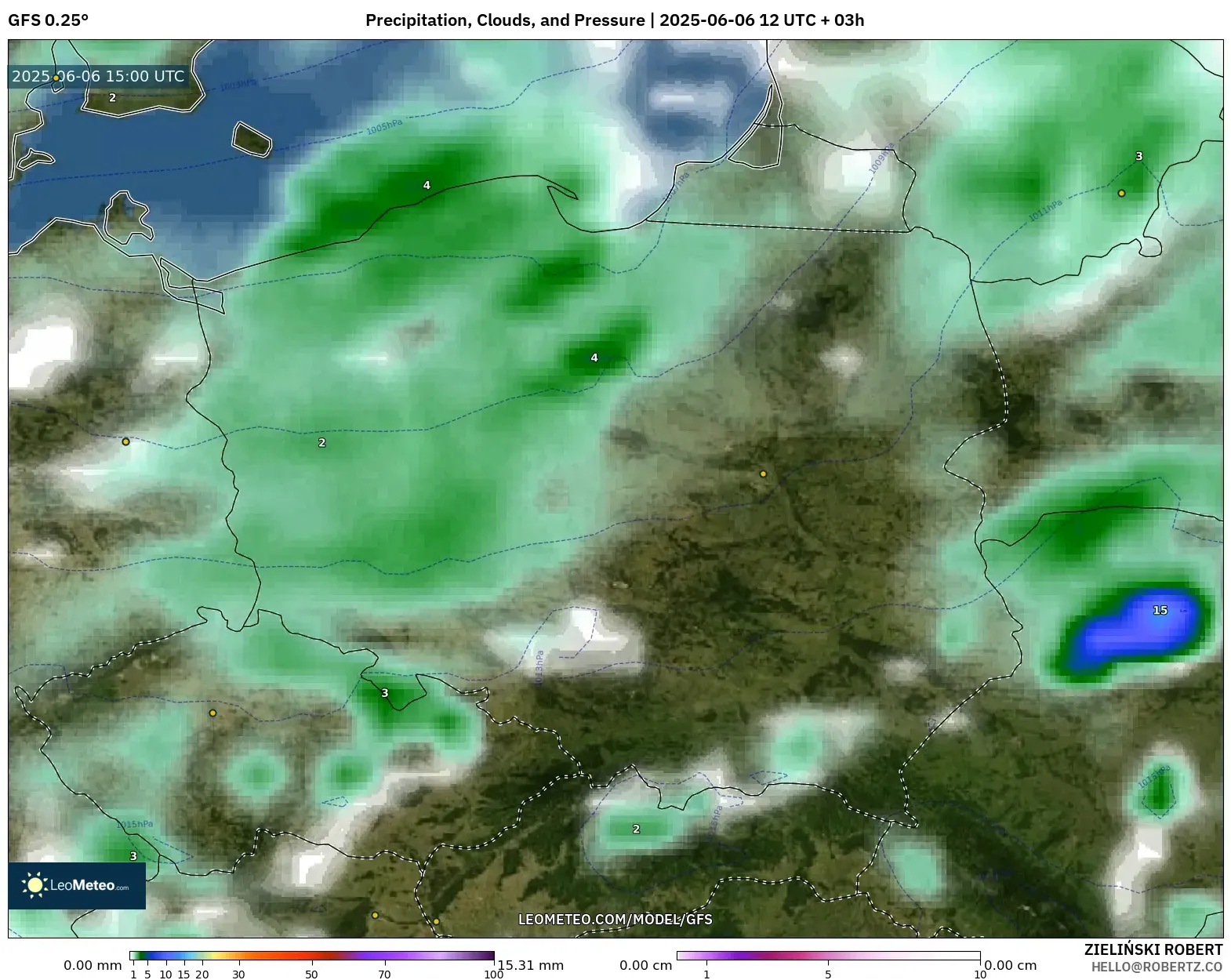 GFS model - Poland, Precipitation, Clouds, and Pressure GFS model - Poland, Precipitation, Clouds, and Pressure