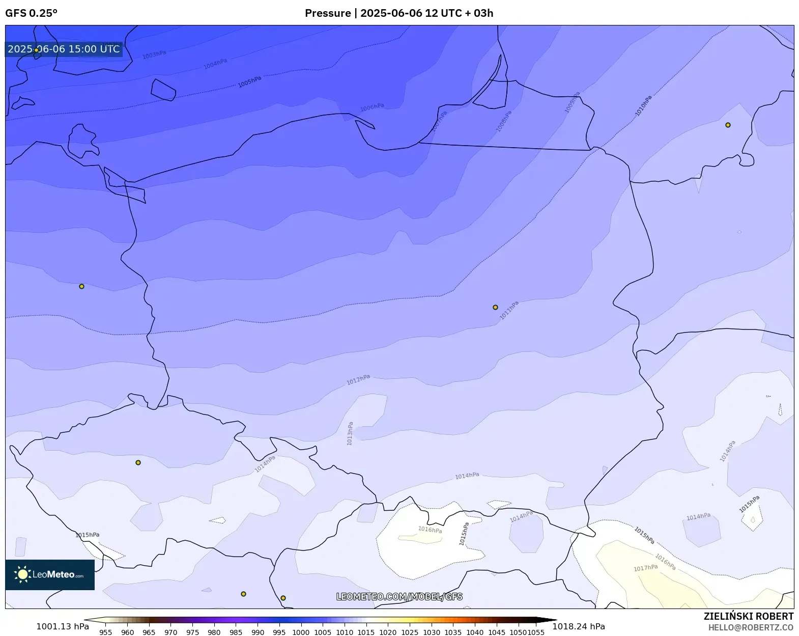 GFS model - Poland, Pressure GFS model - Poland, Pressure