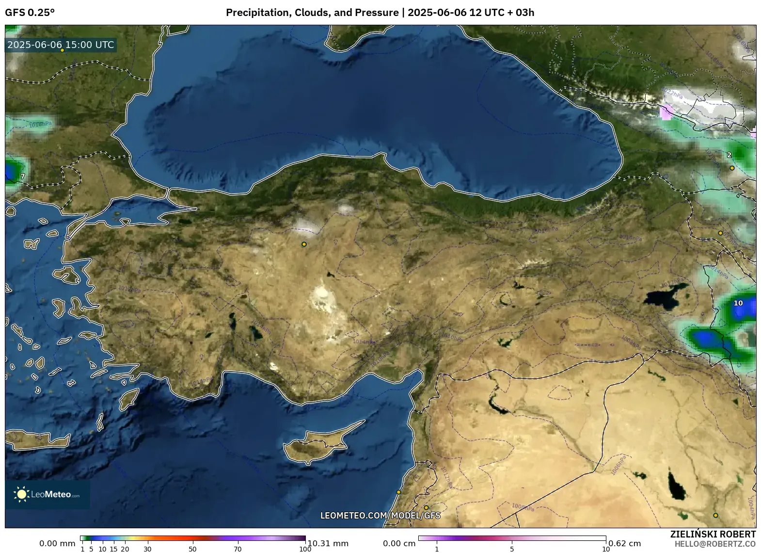 GFS model - Turkey, Precipitation, Clouds, and Pressure GFS model - Turkey, Precipitation, Clouds, and Pressure