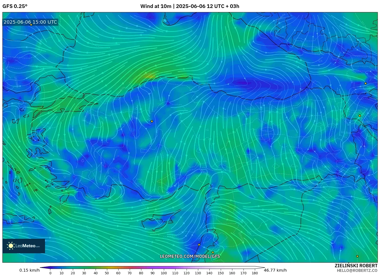 GFS model - Turkey, Wind at 10m GFS model - Turkey, Wind at 10m