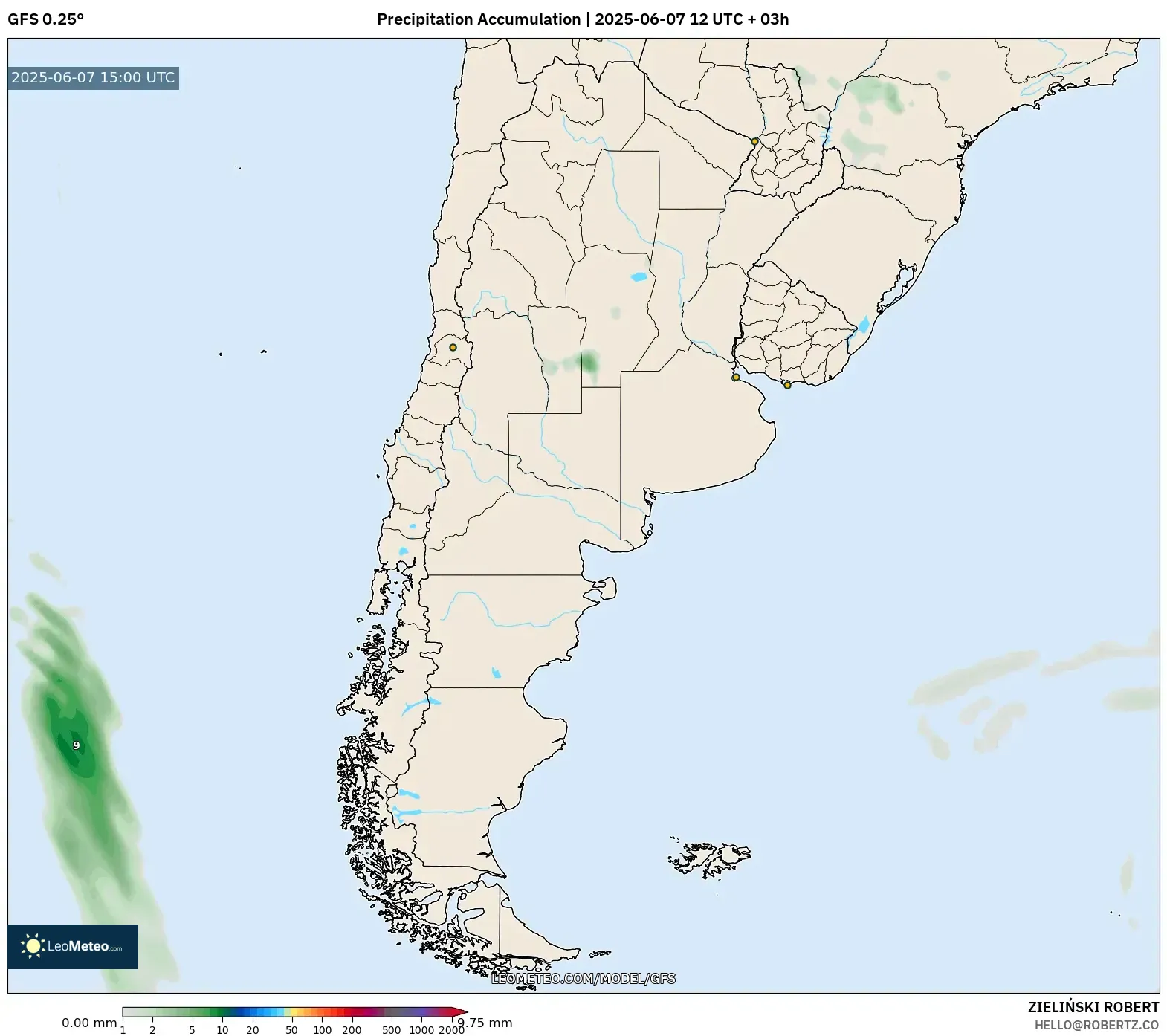 GFS model - Argentina, Akumulasi Curah Hujan GFS model - Argentina, Akumulasi Curah Hujan