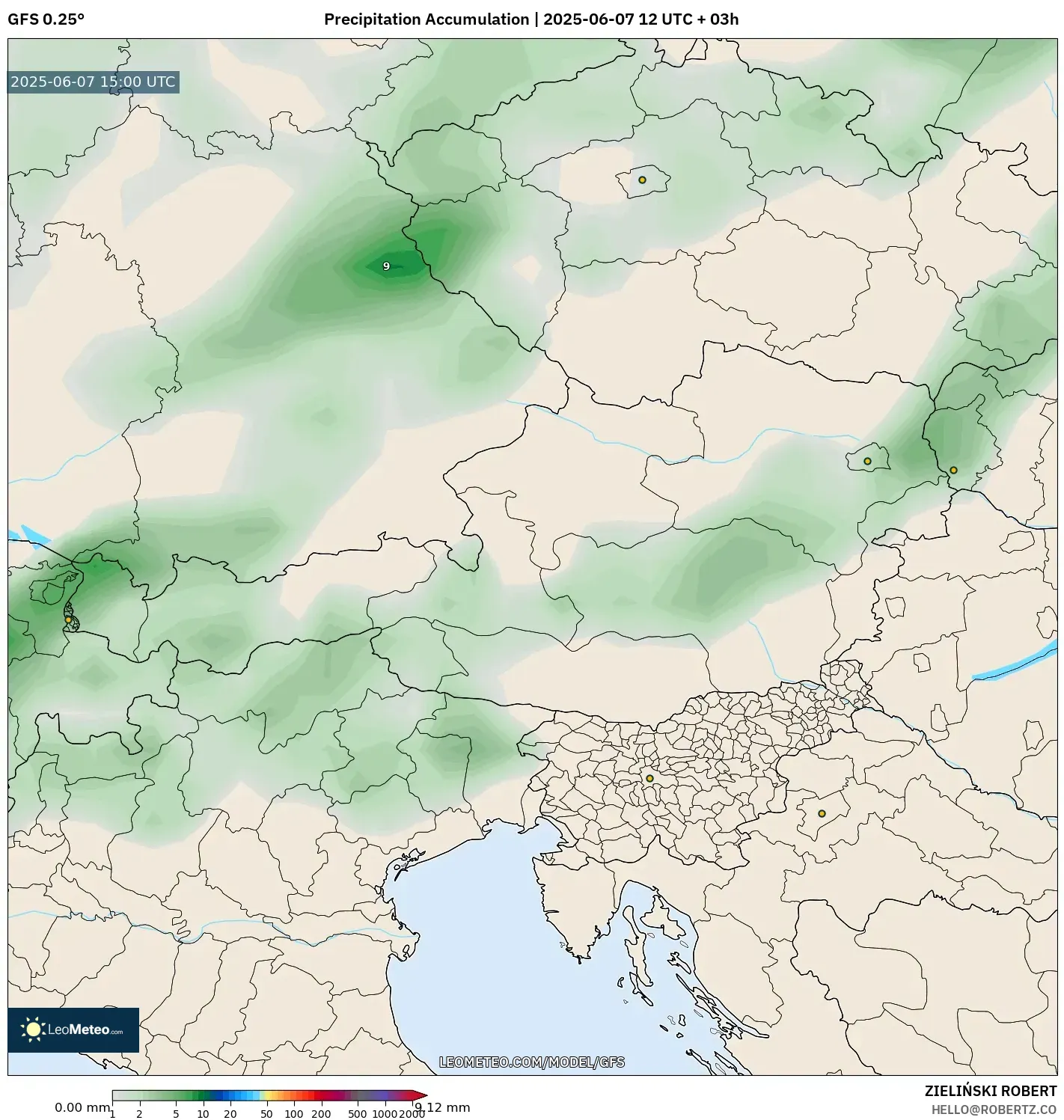 GFS model - Austria, Akumulasi Curah Hujan GFS model - Austria, Akumulasi Curah Hujan