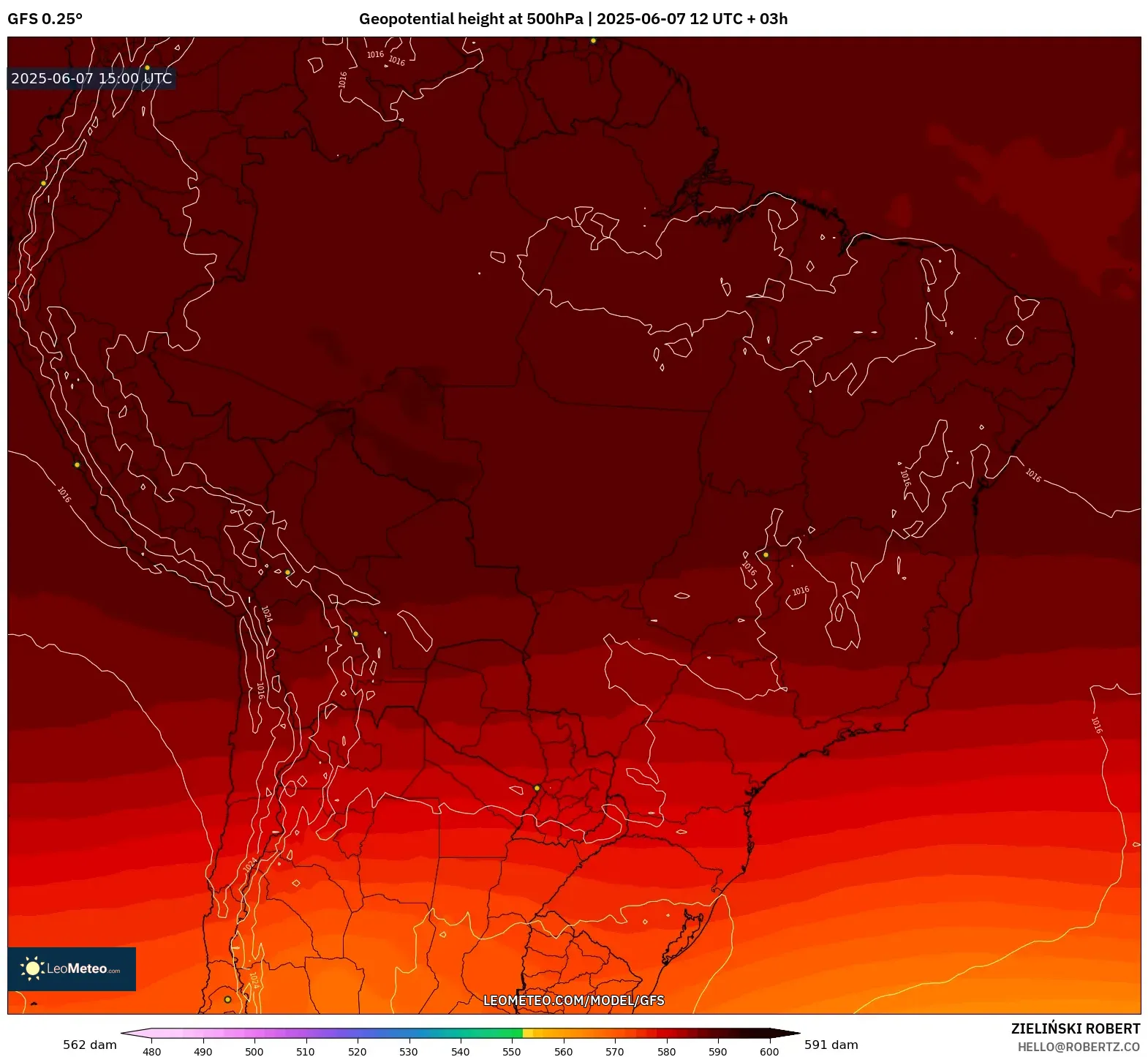 GFS model - Brasil, Ketinggian geopotensial pada 500 hPa
