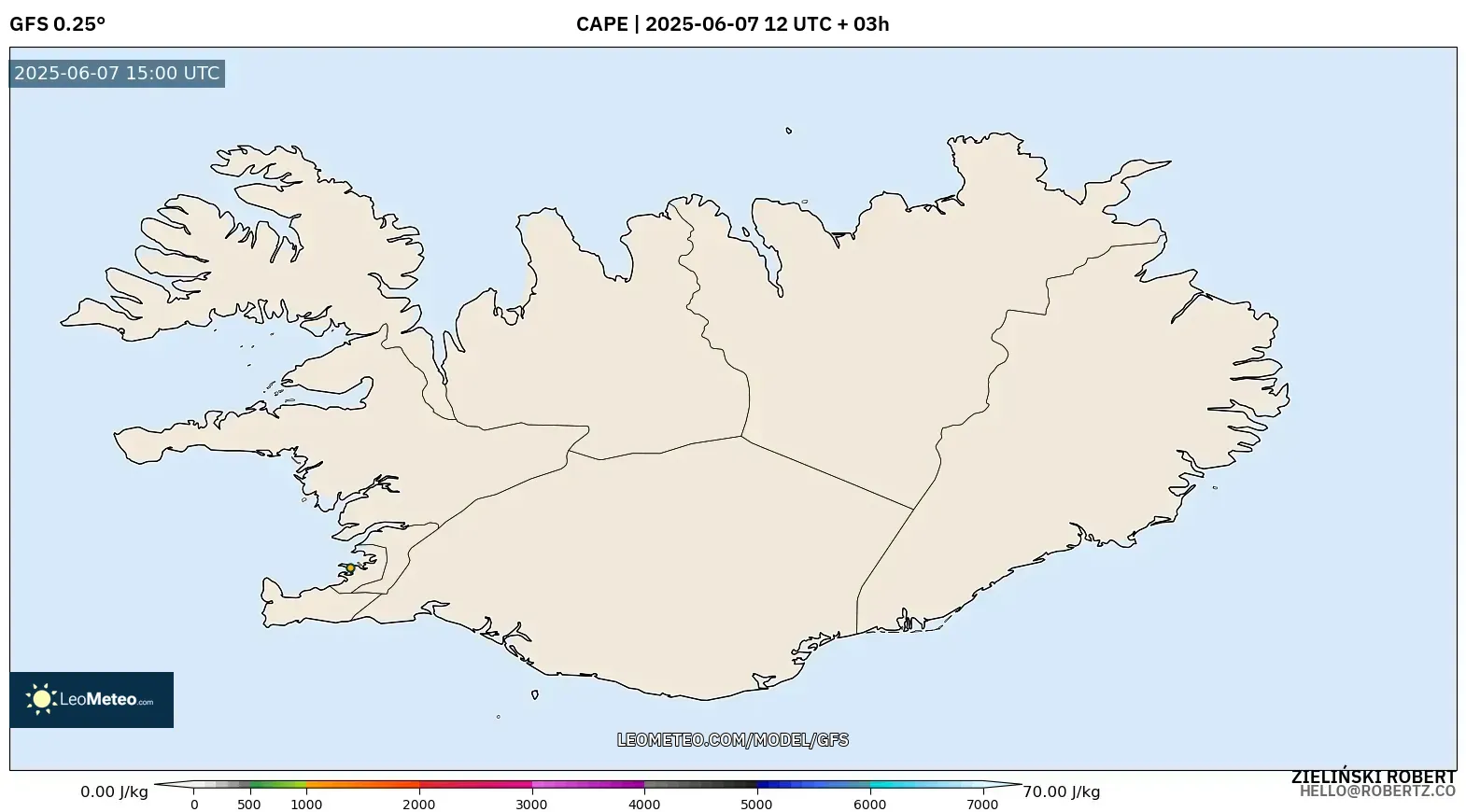GFS model - Islandia, CAPE