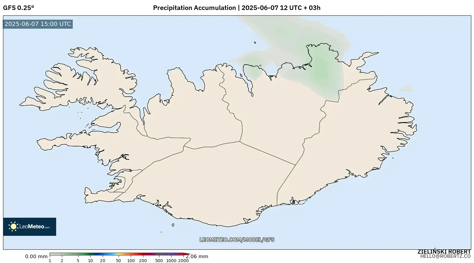 GFS model - Islandia, Akumulasi Curah Hujan GFS model - Islandia, Akumulasi Curah Hujan
