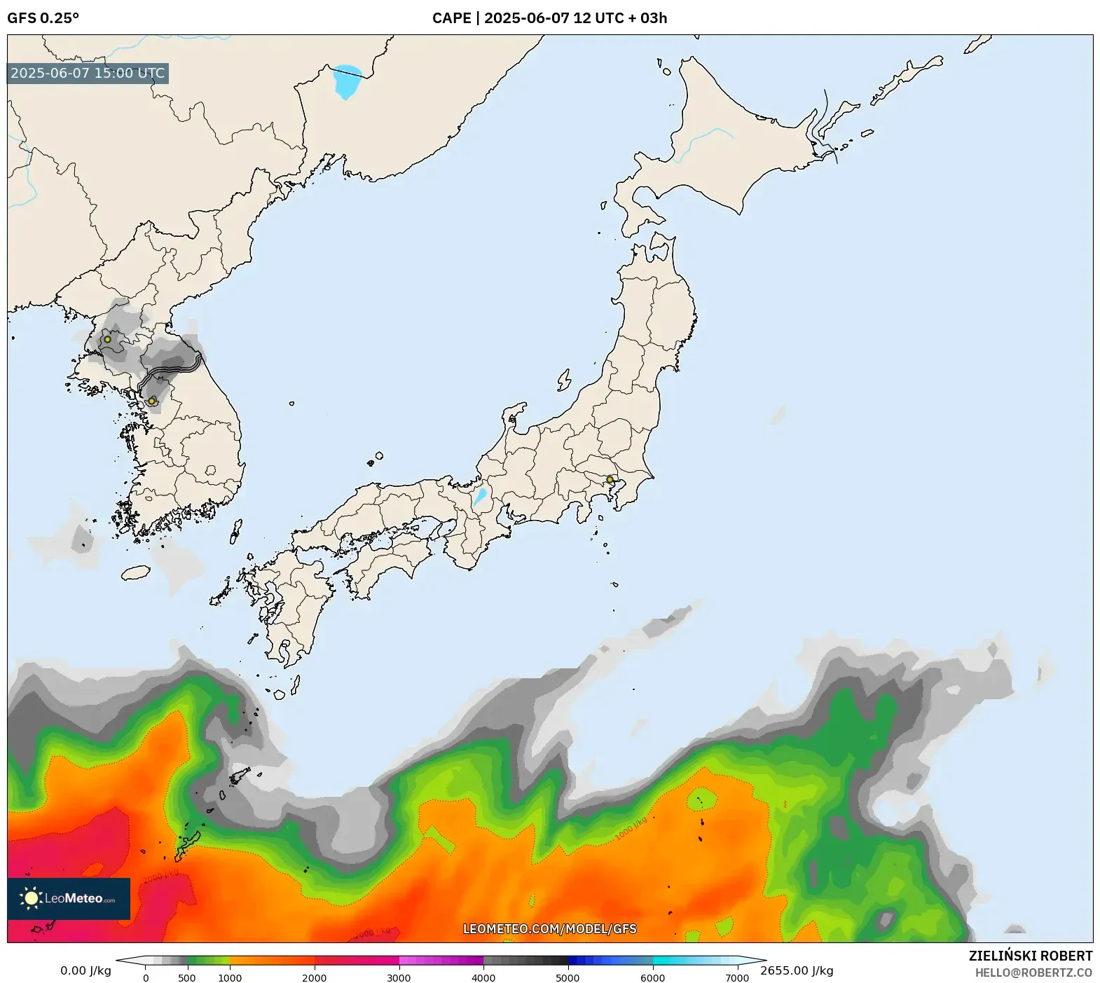 GFS model - Jepang, CAPE
