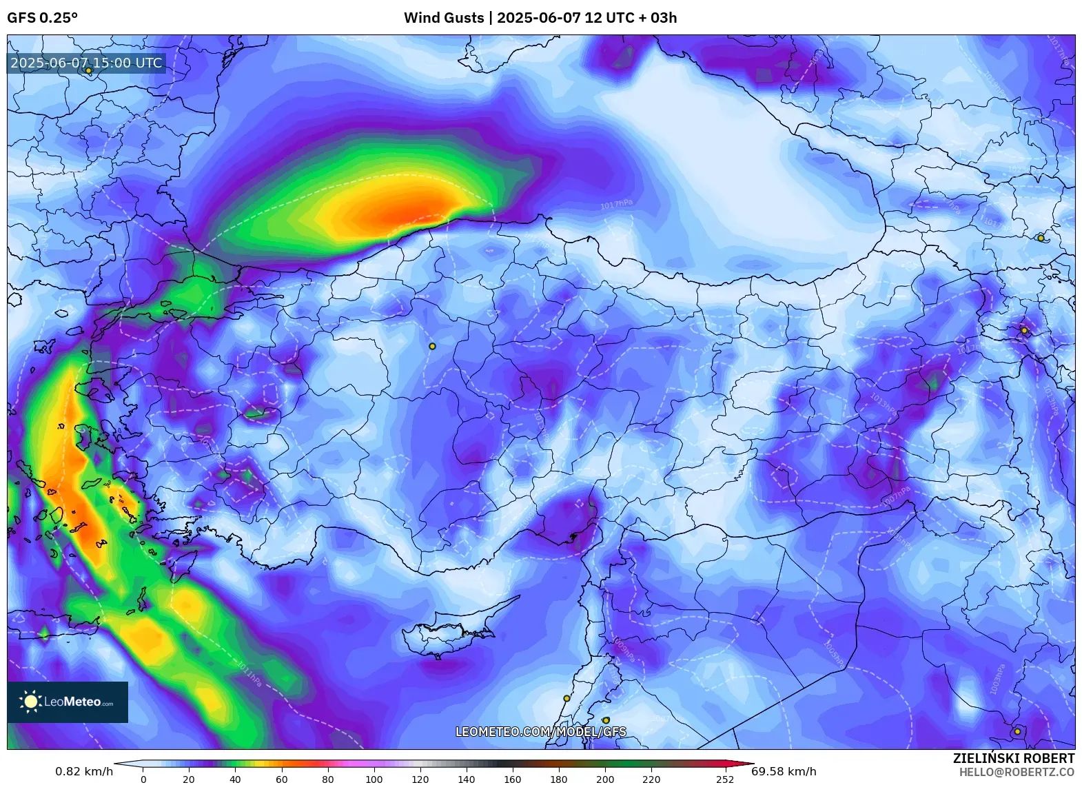GFS model - Turki, Hembusan Angin GFS model - Turki, Hembusan Angin