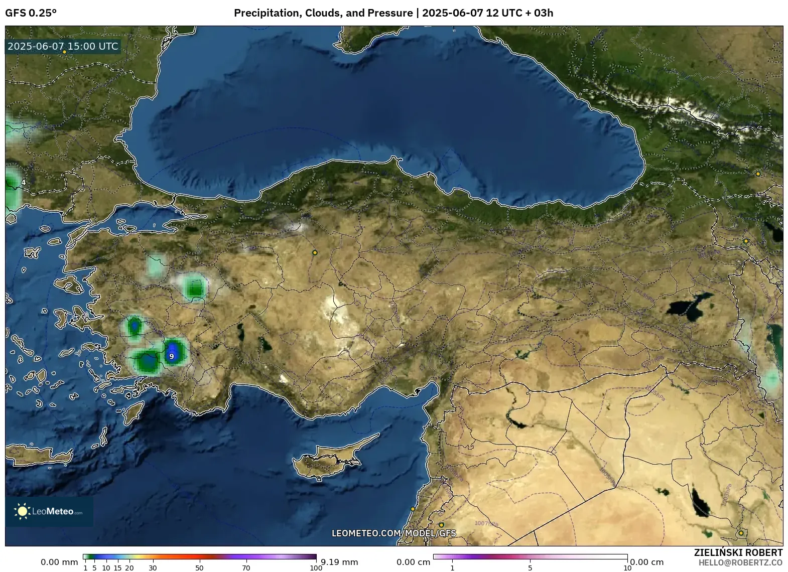 GFS model - Turki, Curah Hujan, Awan, dan Tekanan GFS model - Turki, Curah Hujan, Awan, dan Tekanan