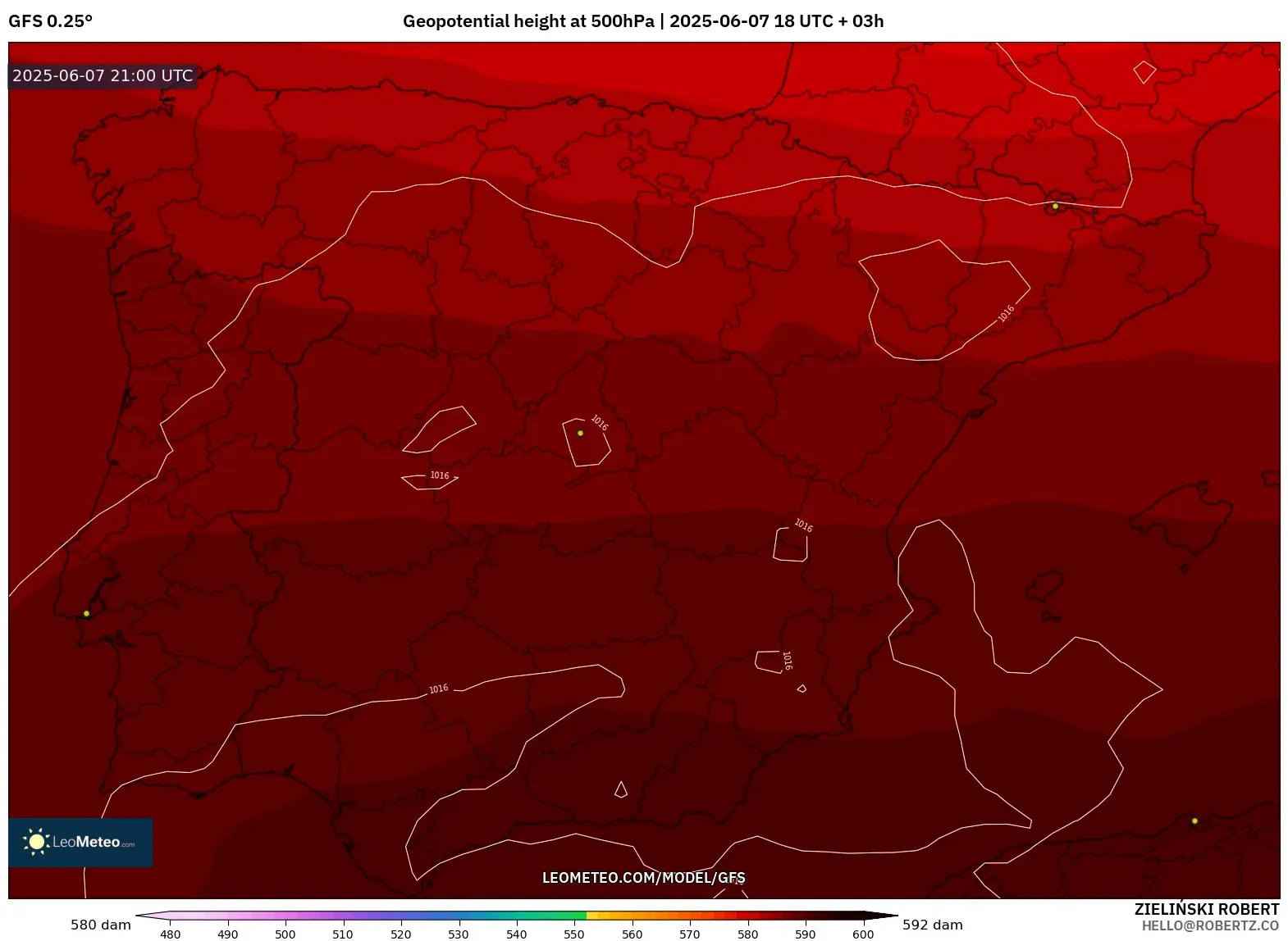 GFS model - Spanyol, Ketinggian geopotensial pada 500 hPa