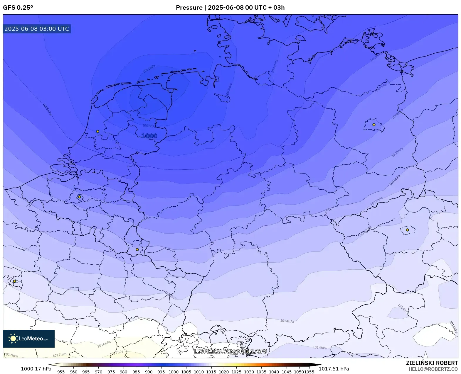 GFS model - Germany, Pressure