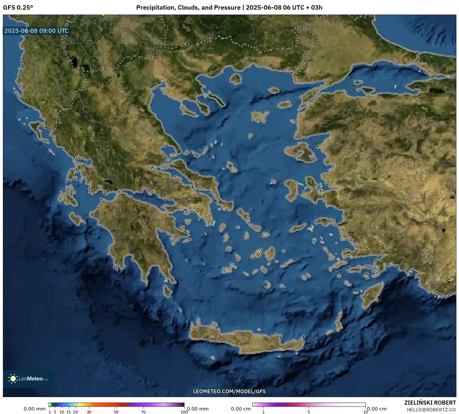 GFS model - Greece, Precipitation, Clouds, and Pressure GFS model - Greece, Precipitation, Clouds, and Pressure