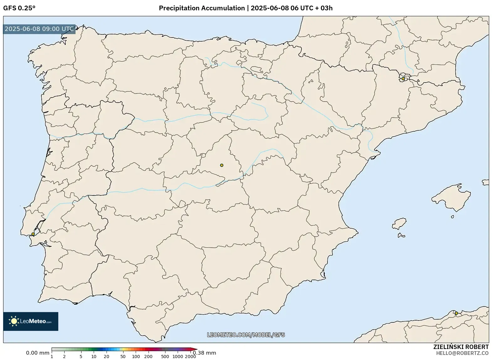 GFS model - Spain, Precipitation Accumulation GFS model - Spain, Precipitation Accumulation