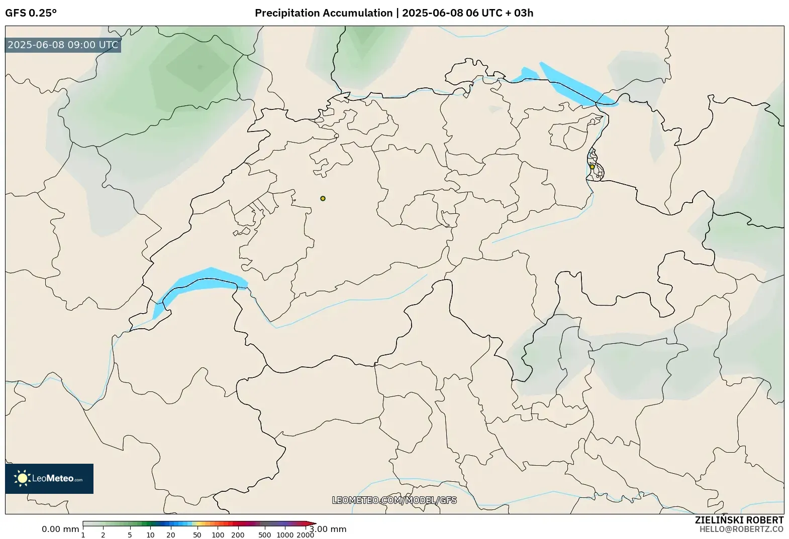 GFS model - Switzerland, Precipitation Accumulation GFS model - Switzerland, Precipitation Accumulation