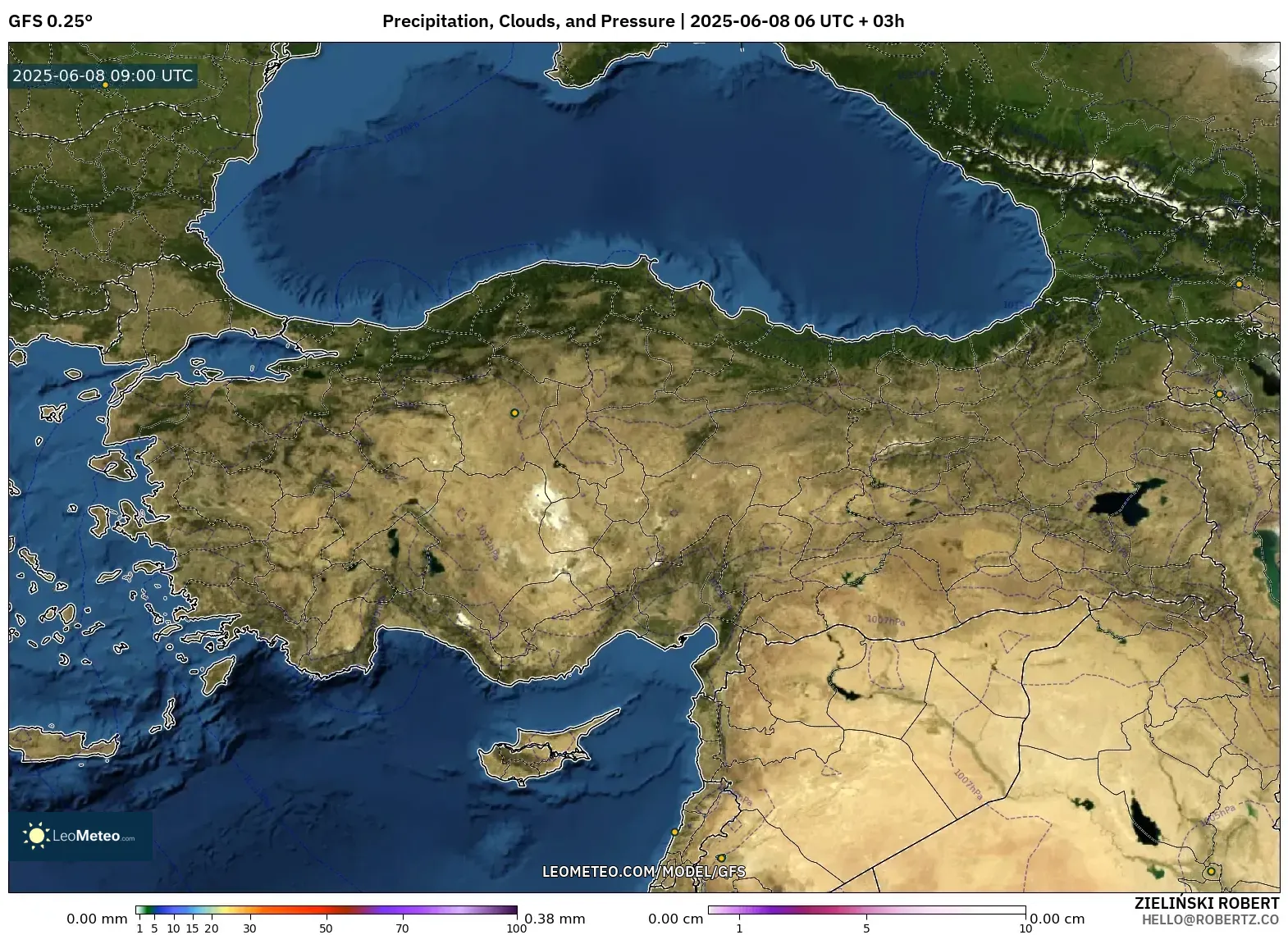 GFS model - Turkey, Precipitation, Clouds, and Pressure GFS model - Turkey, Precipitation, Clouds, and Pressure