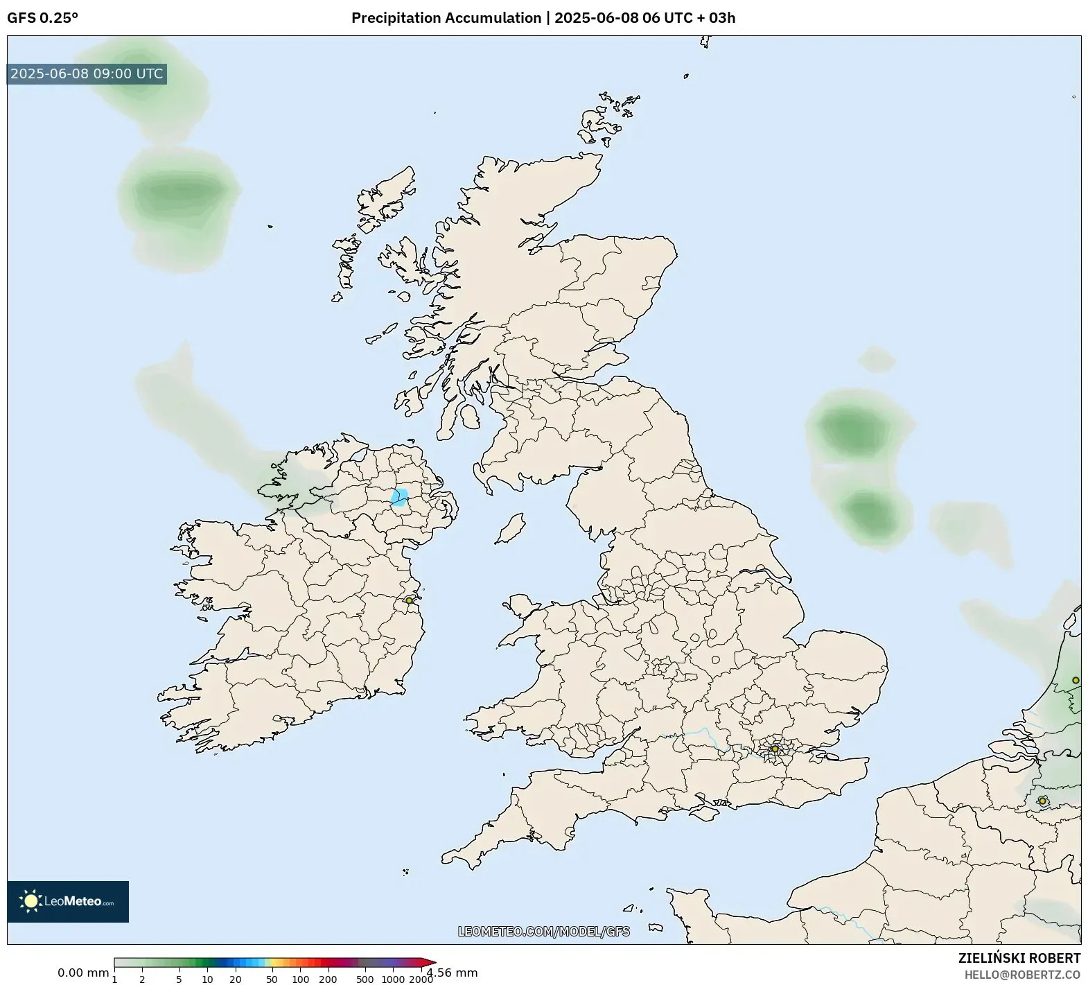 GFS model - United Kingdom, Precipitation Accumulation GFS model - United Kingdom, Precipitation Accumulation