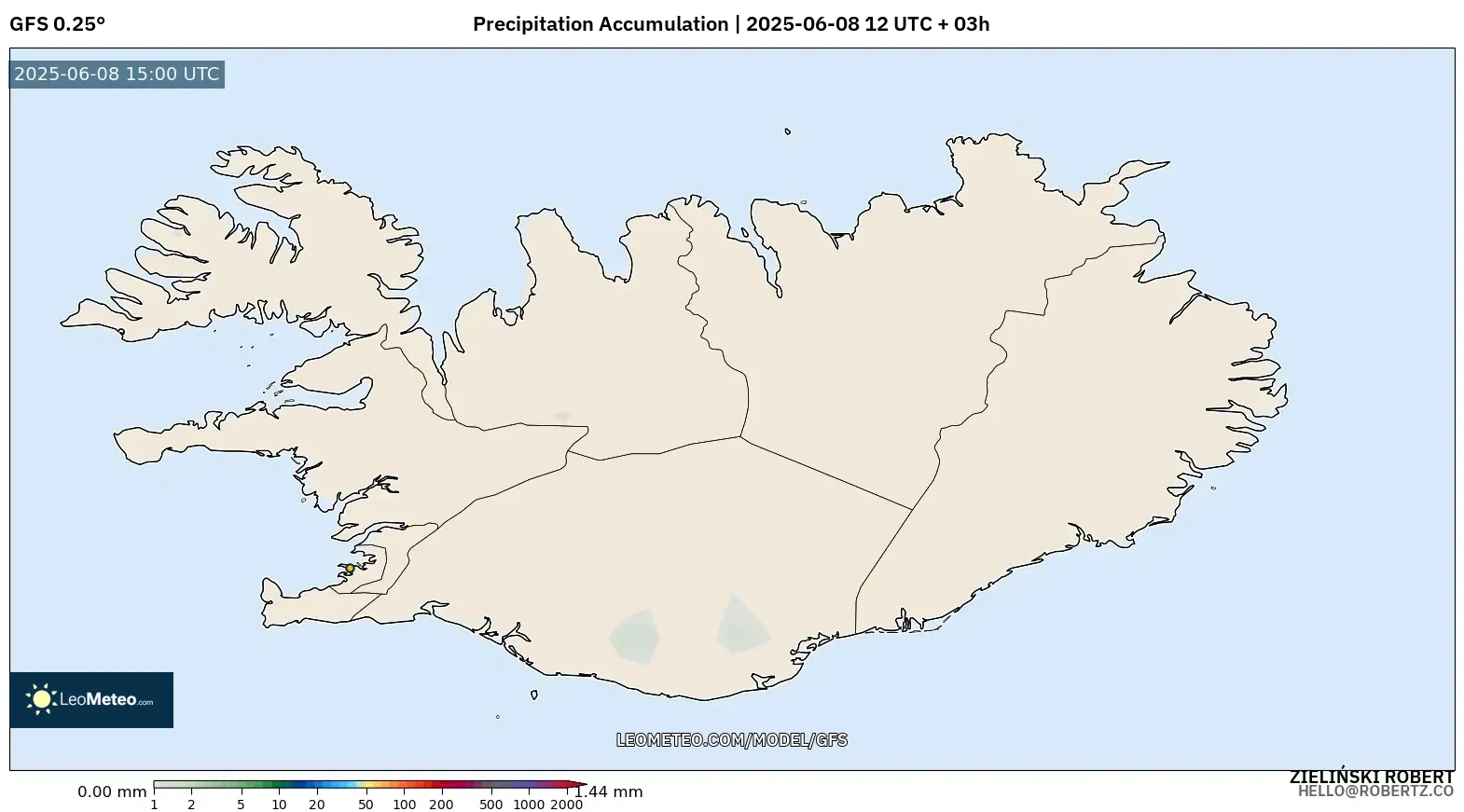 GFS model - Iceland, Precipitation Accumulation GFS model - Iceland, Precipitation Accumulation