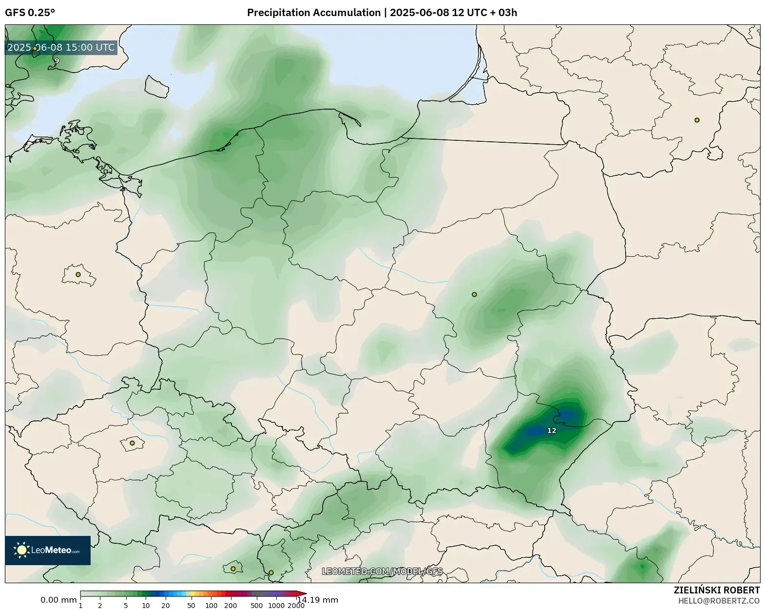 GFS model - Poland, Precipitation Accumulation GFS model - Poland, Precipitation Accumulation