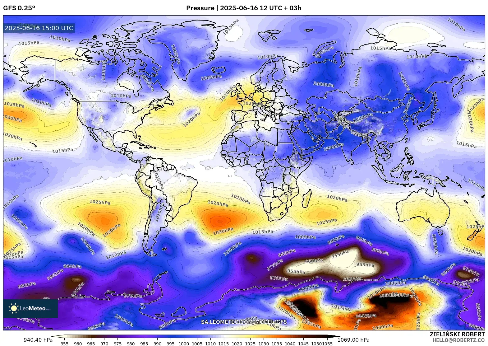 GFS model - World, Pressure GFS model - World, Pressure
